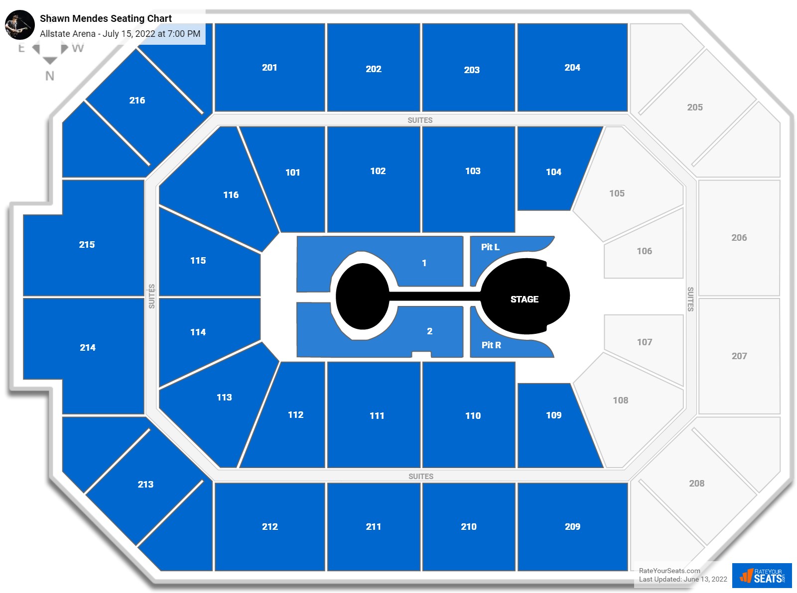 Shawn Mendes seating chart Allstate Arena