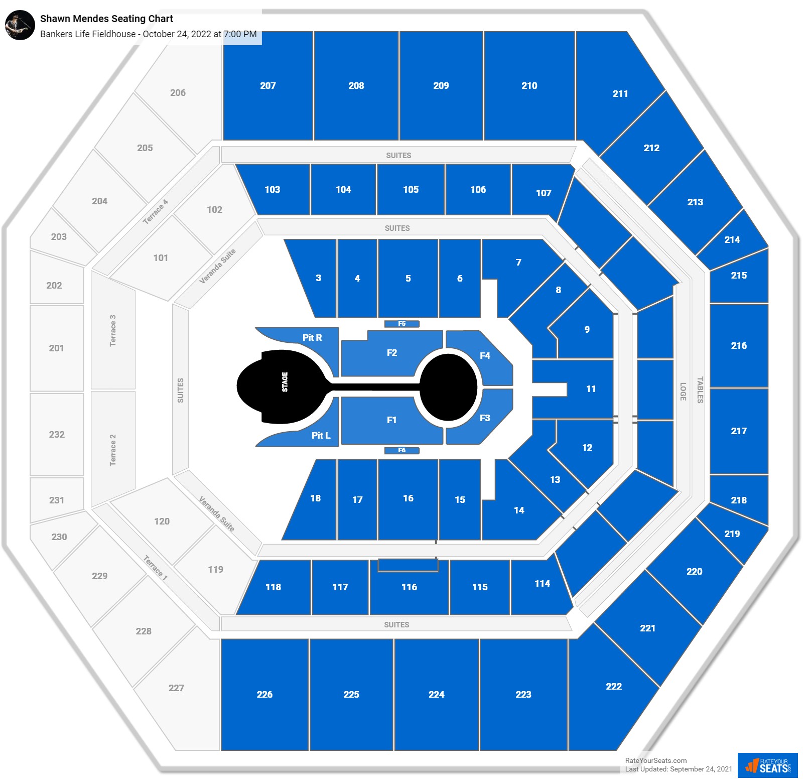 Shawn Mendes seating chart Gainbridge Fieldhouse
