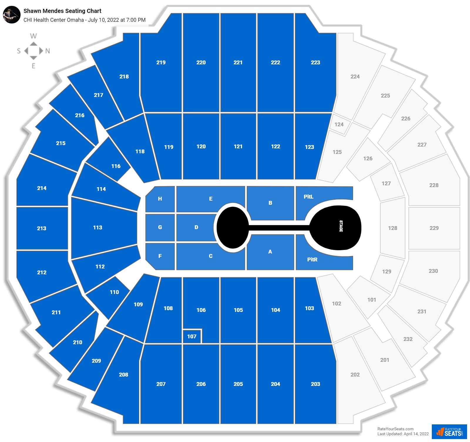 Shawn Mendes seating chart CHI Health Center Omaha