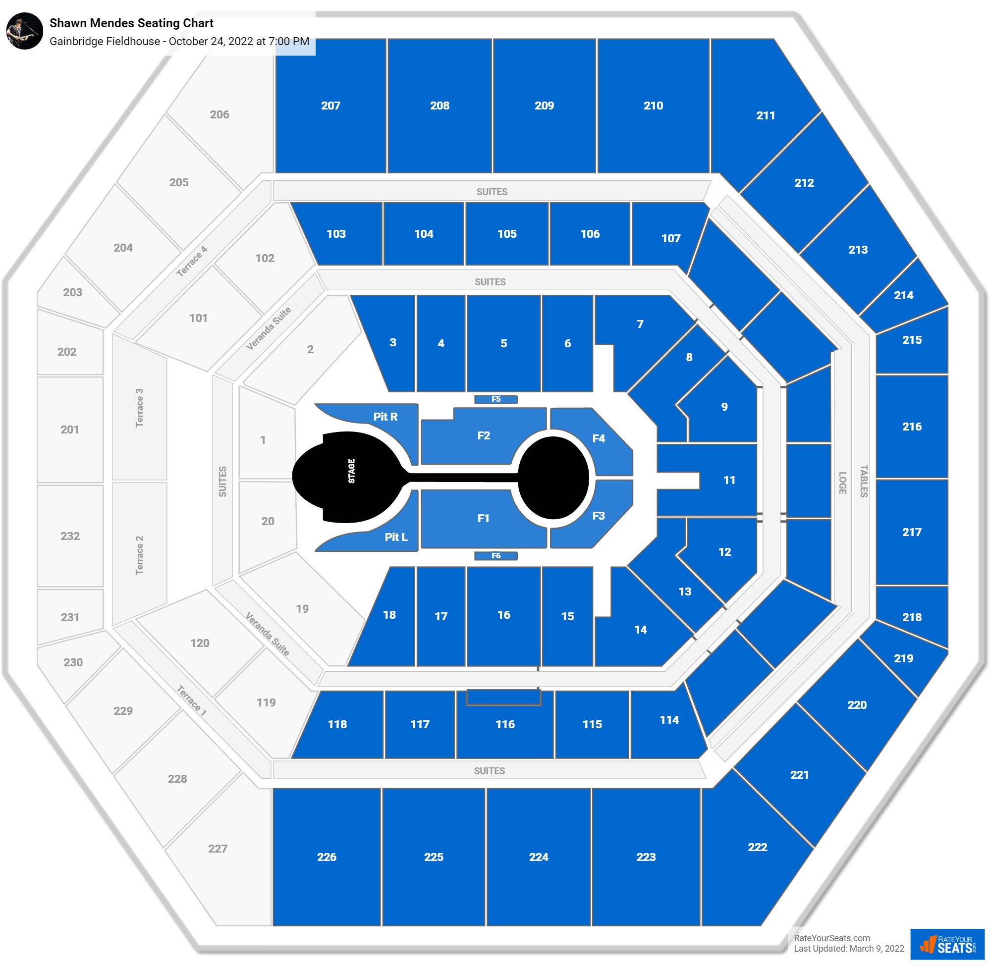 Shawn Mendes seating chart Gainbridge Fieldhouse