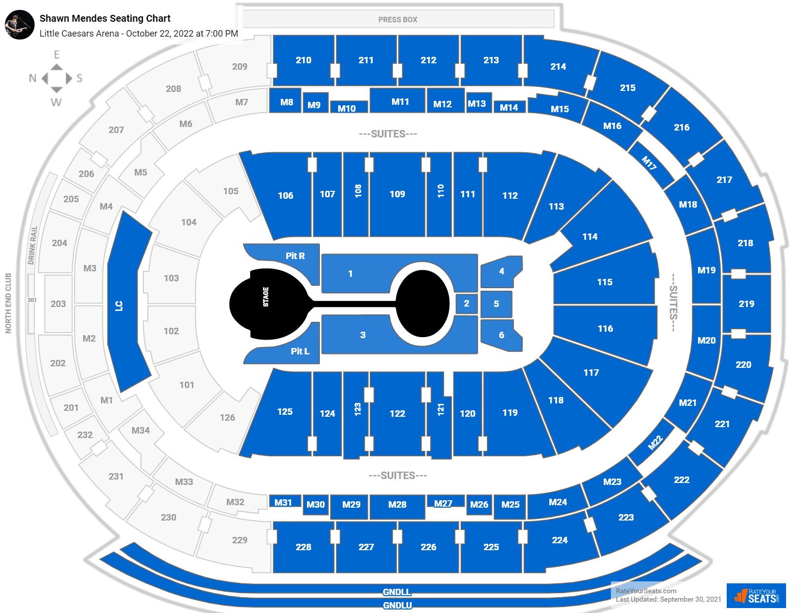 Shawn Mendes seating chart Little Caesars Arena