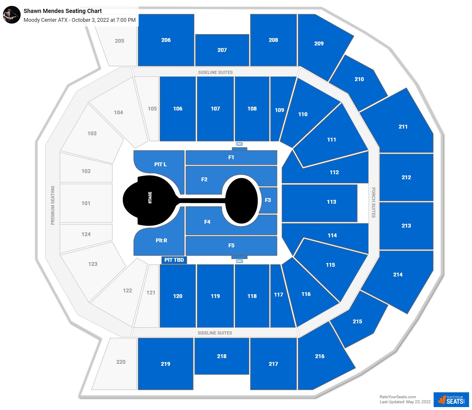 Shawn Mendes seating chart Moody Center ATX