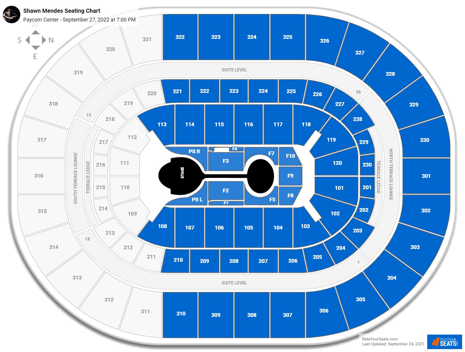 Shawn Mendes seating chart Paycom Center