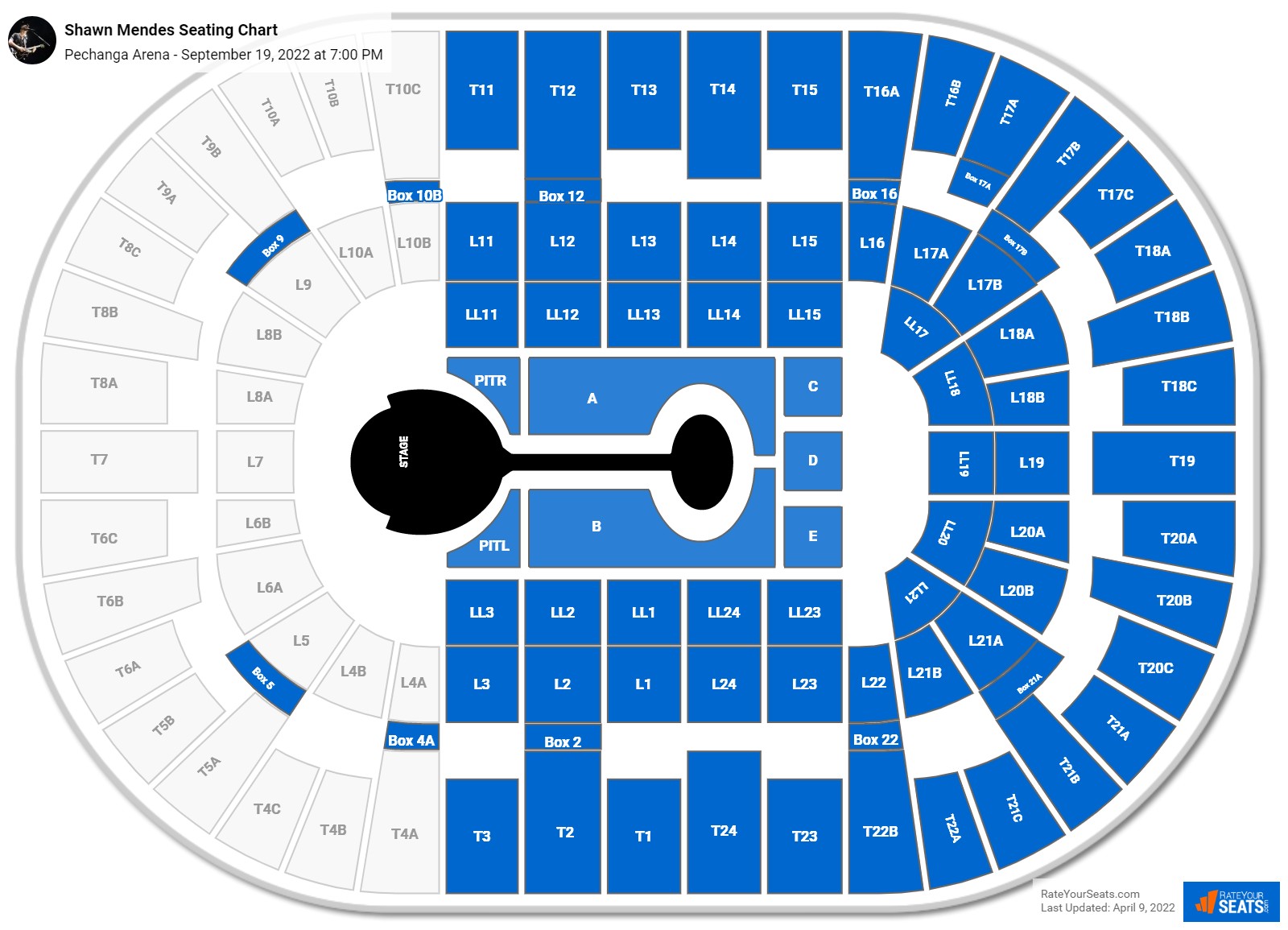 Shawn Mendes seating chart Pechanga Arena