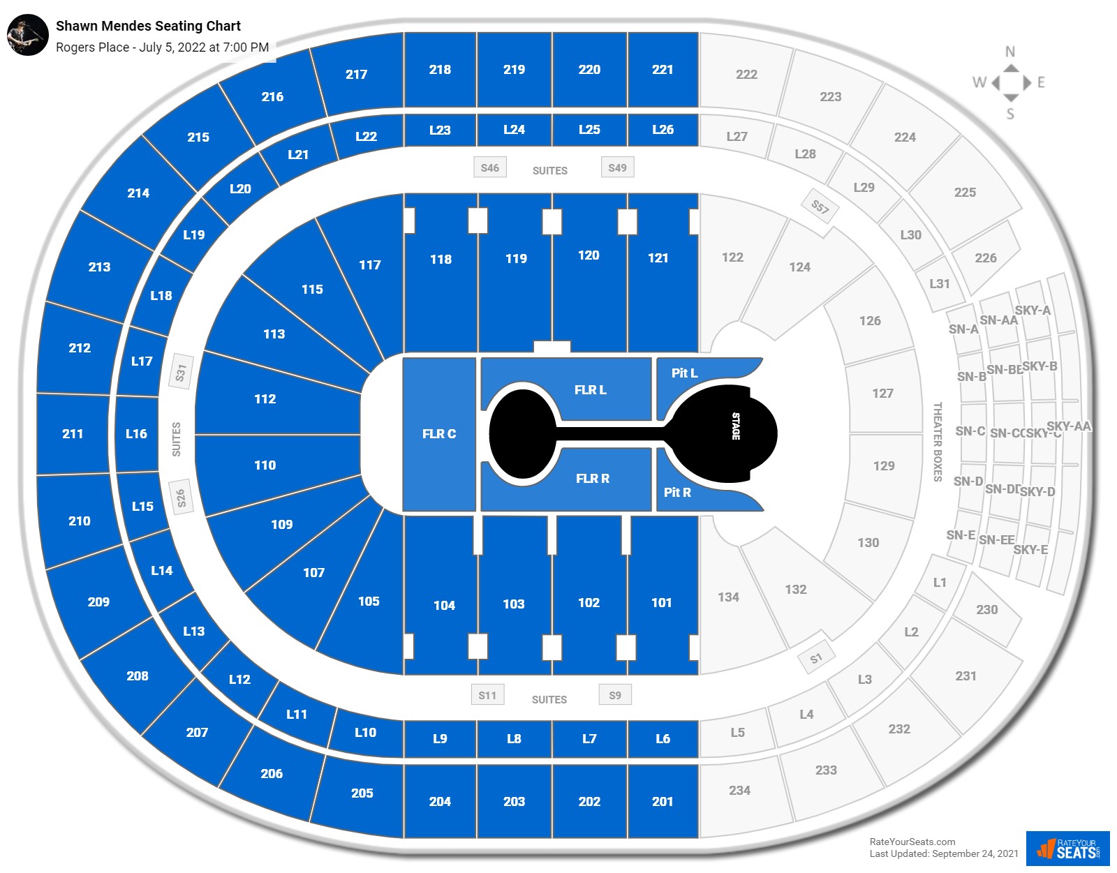 Shawn Mendes seating chart Rogers Place
