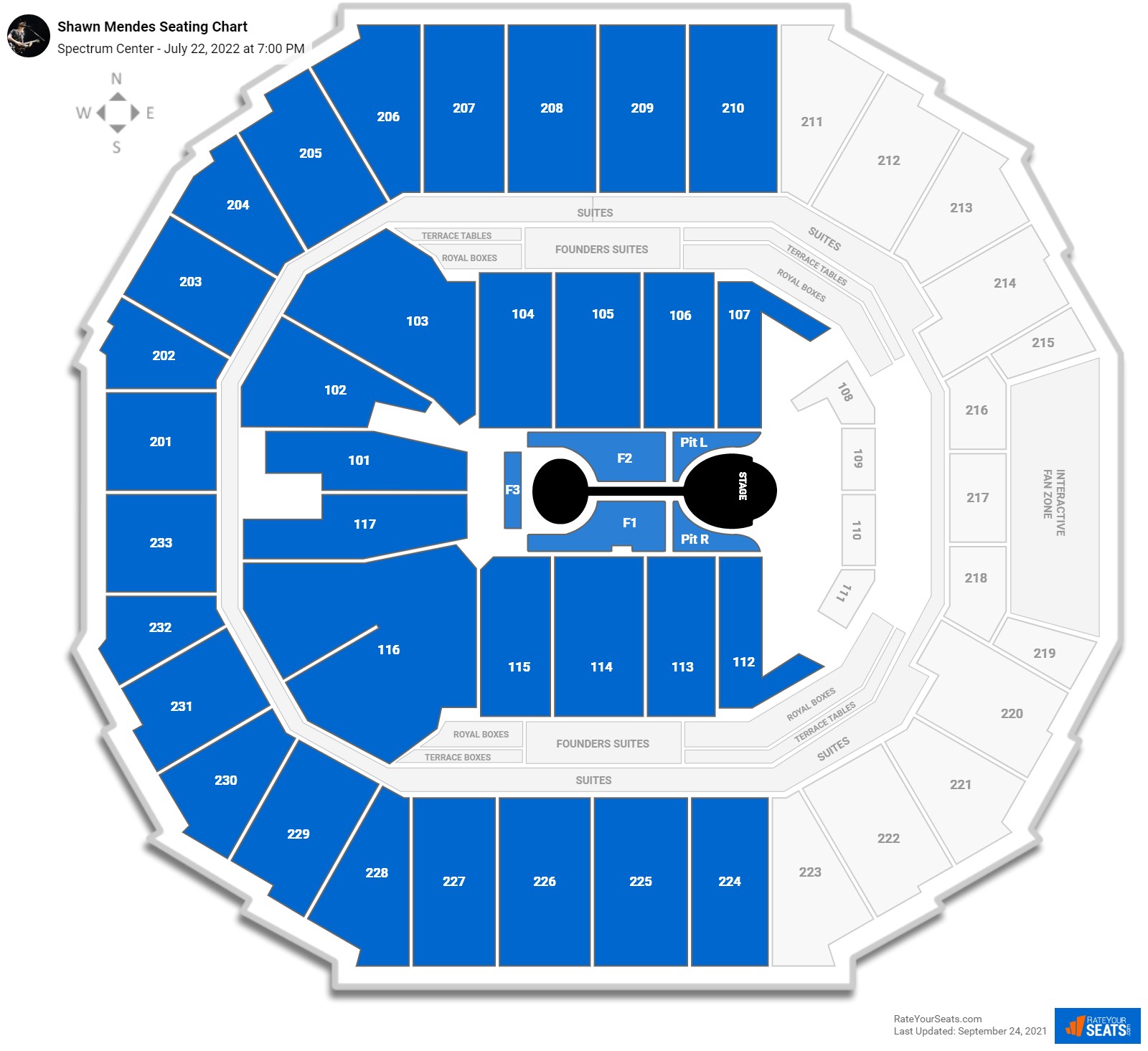 Shawn Mendes seating chart Spectrum Center
