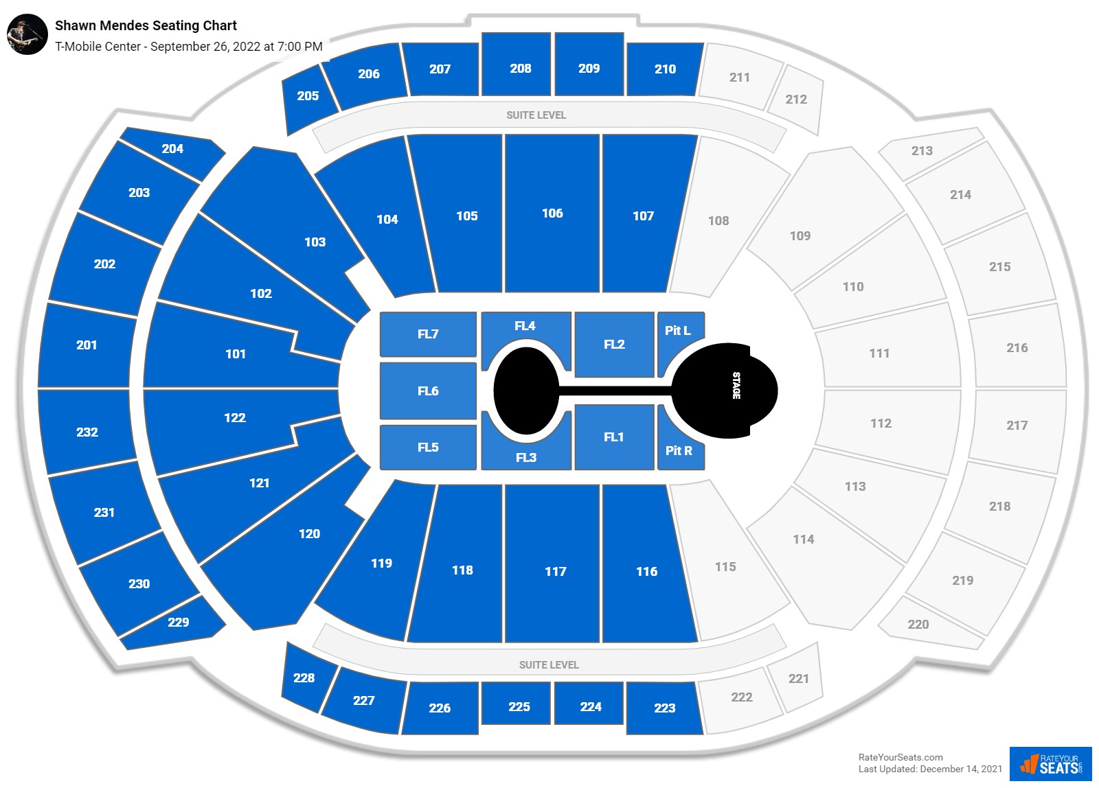 Shawn Mendes seating chart T-Mobile Center