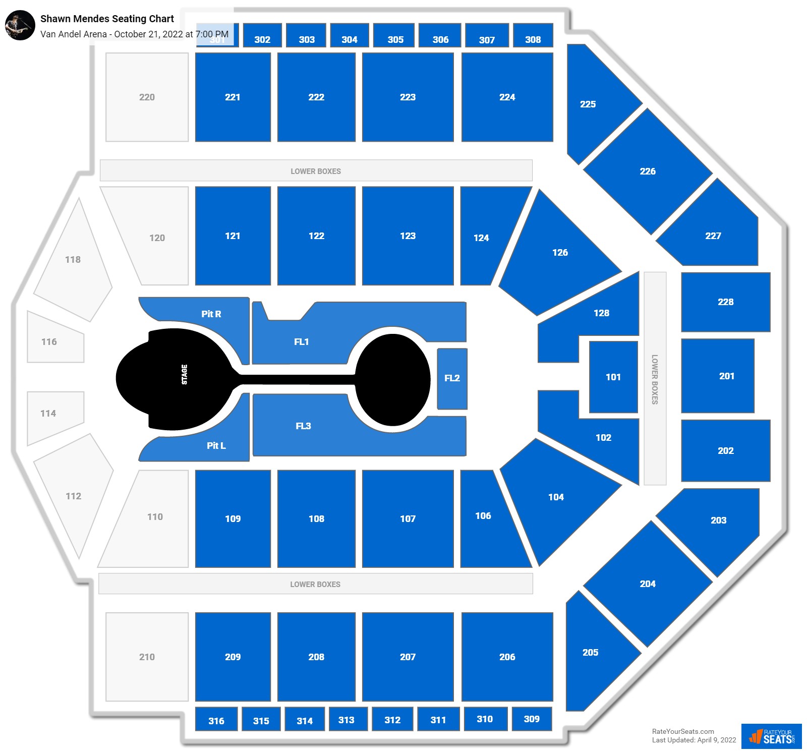 Shawn Mendes seating chart Van Andel Arena