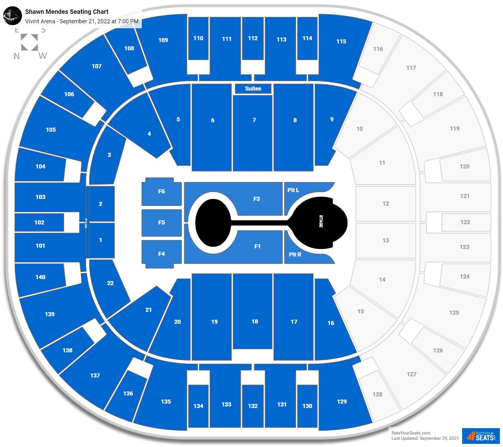 Shawn Mendes seating chart Vivint Arena
