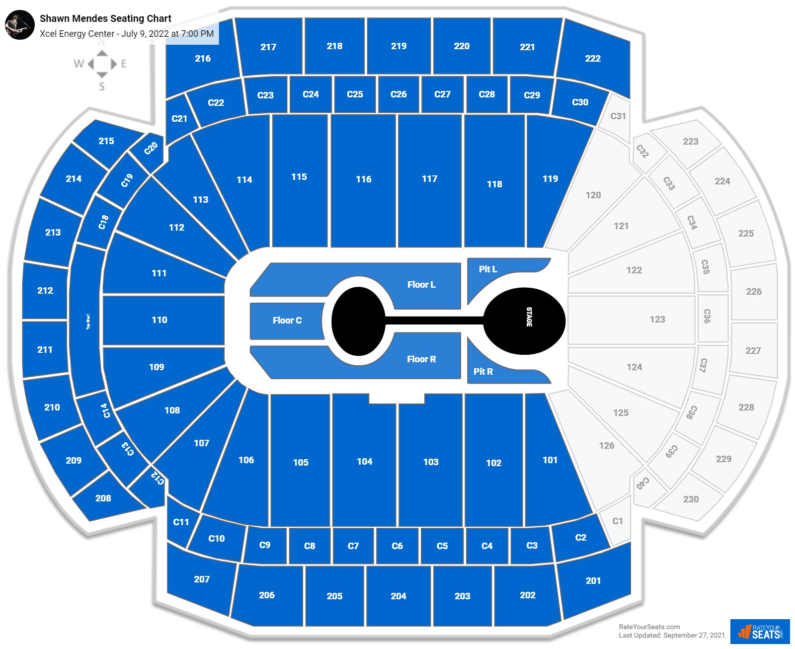 Shawn Mendes seating chart Xcel Energy Center
