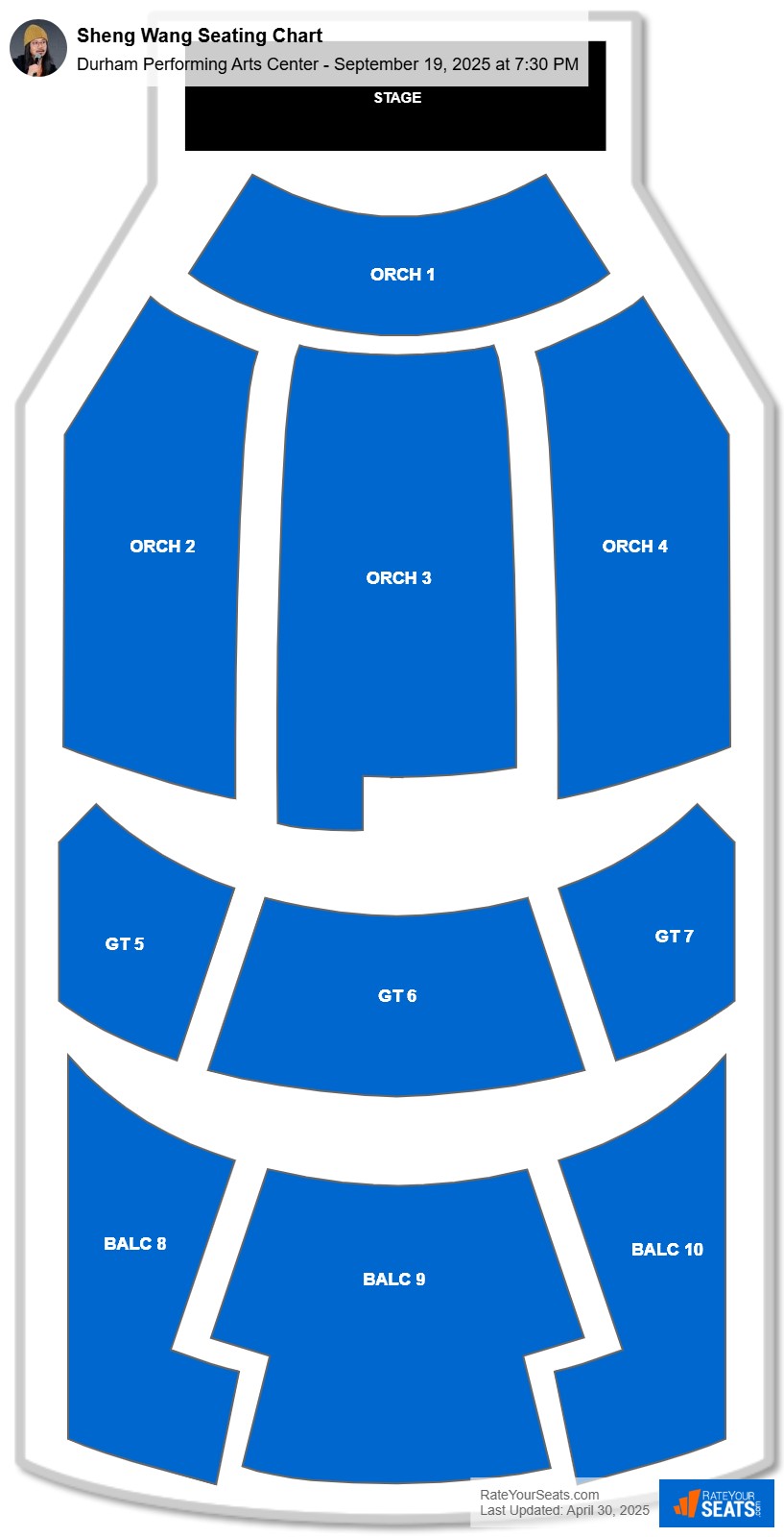 Sheng Wang seating chart Durham Performing Arts Center