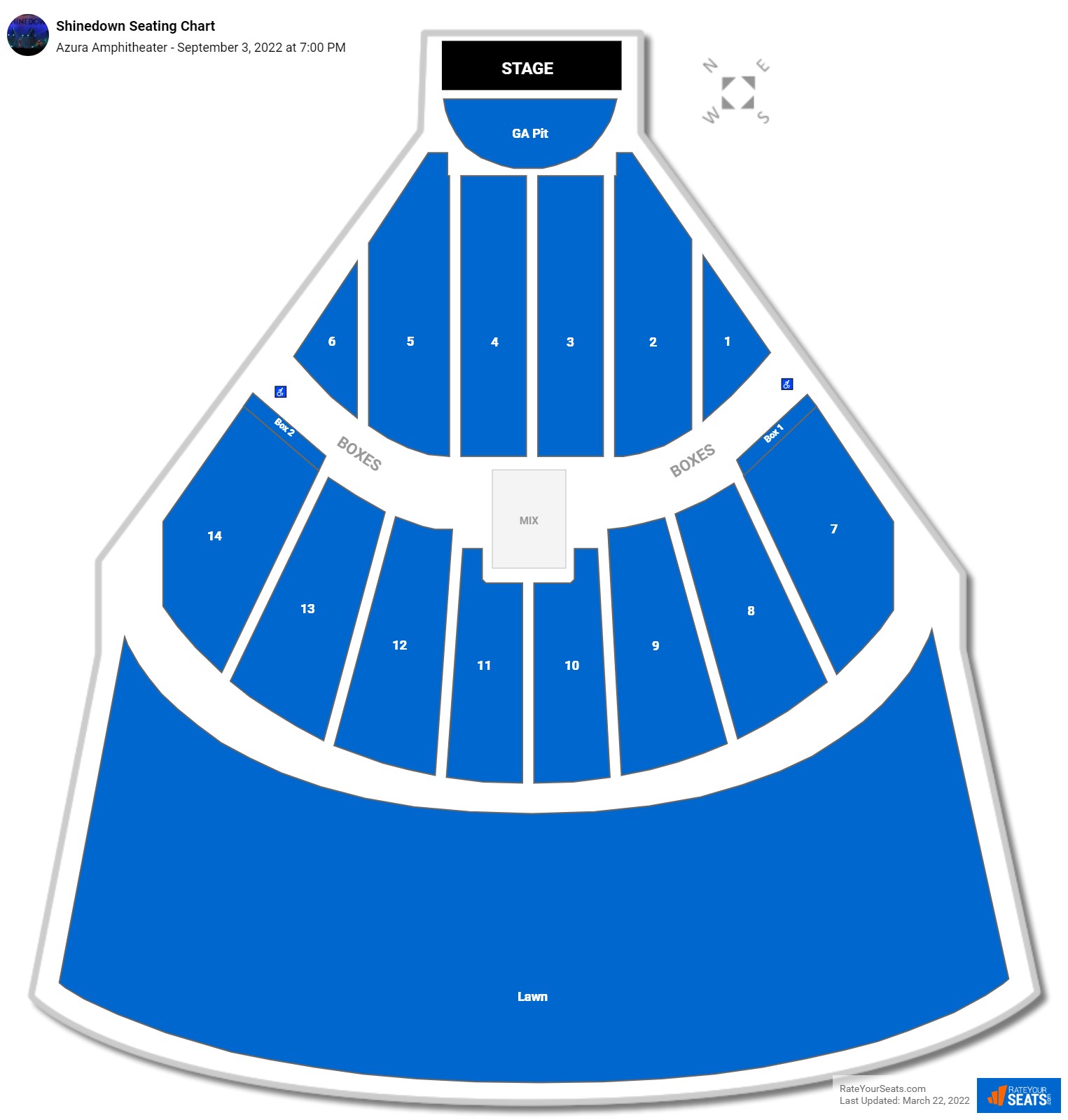 Shinedown seating chart Azura Amphitheater