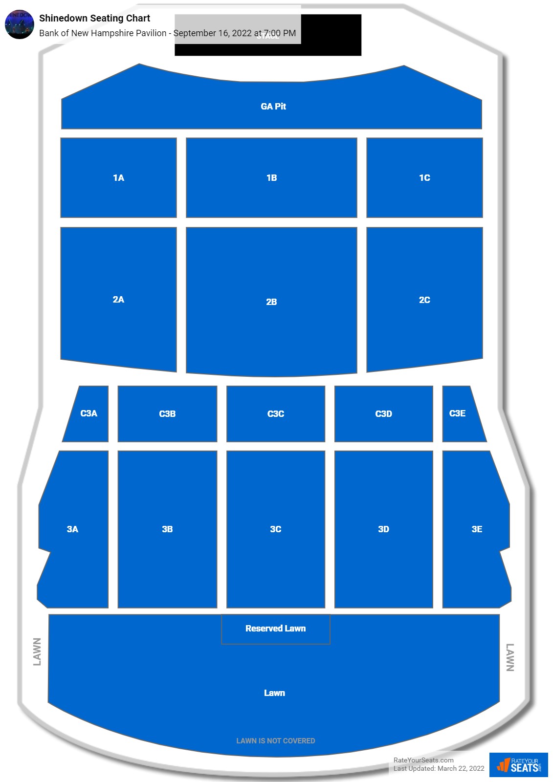 Shinedown seating chart Bank of New Hampshire Pavilion
