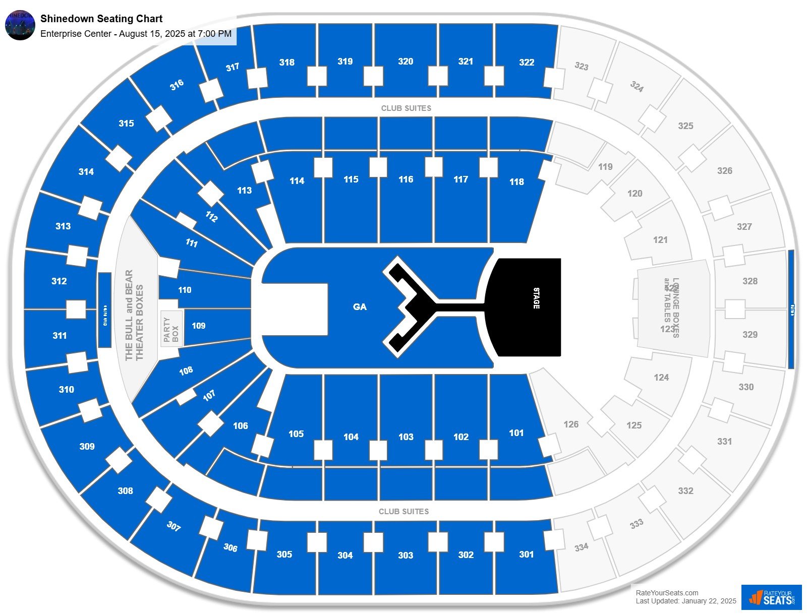 Shinedown seating chart Enterprise Center