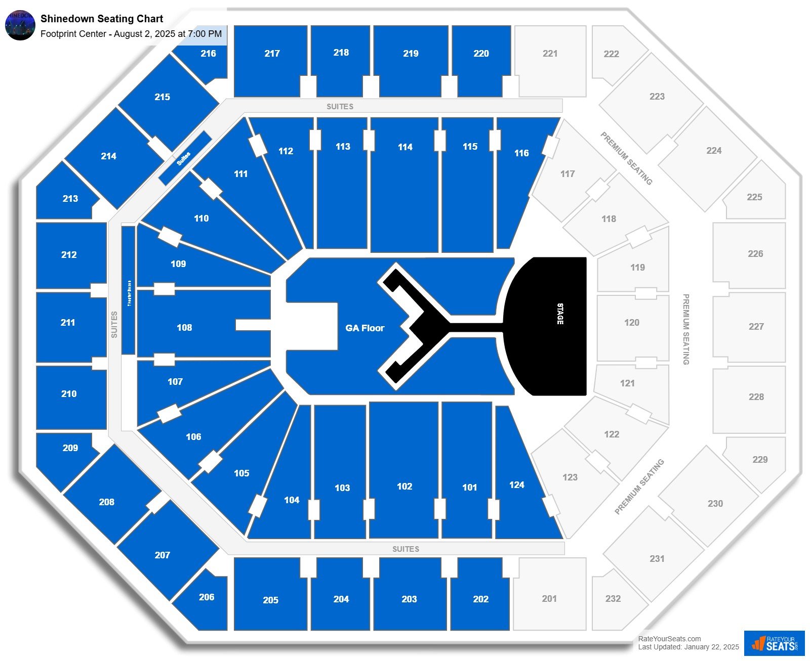 Shinedown seating chart PHX Arena