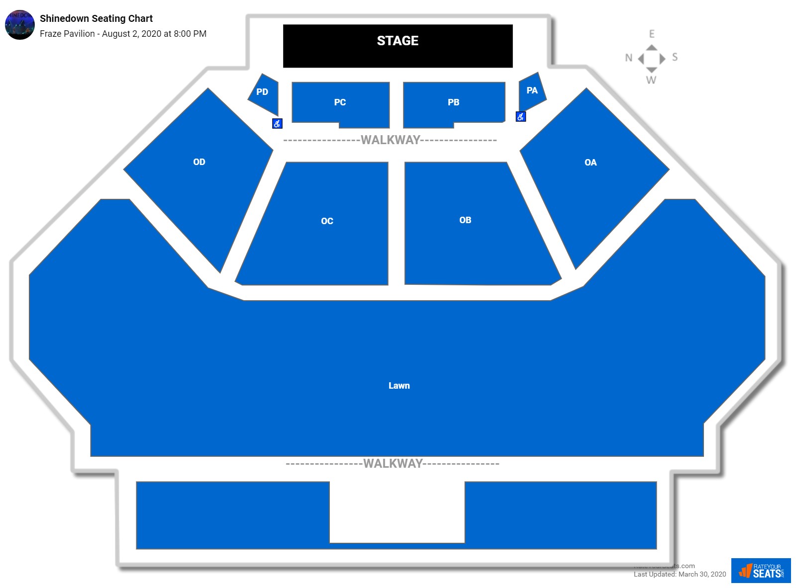 Shinedown seating chart Fraze Pavilion