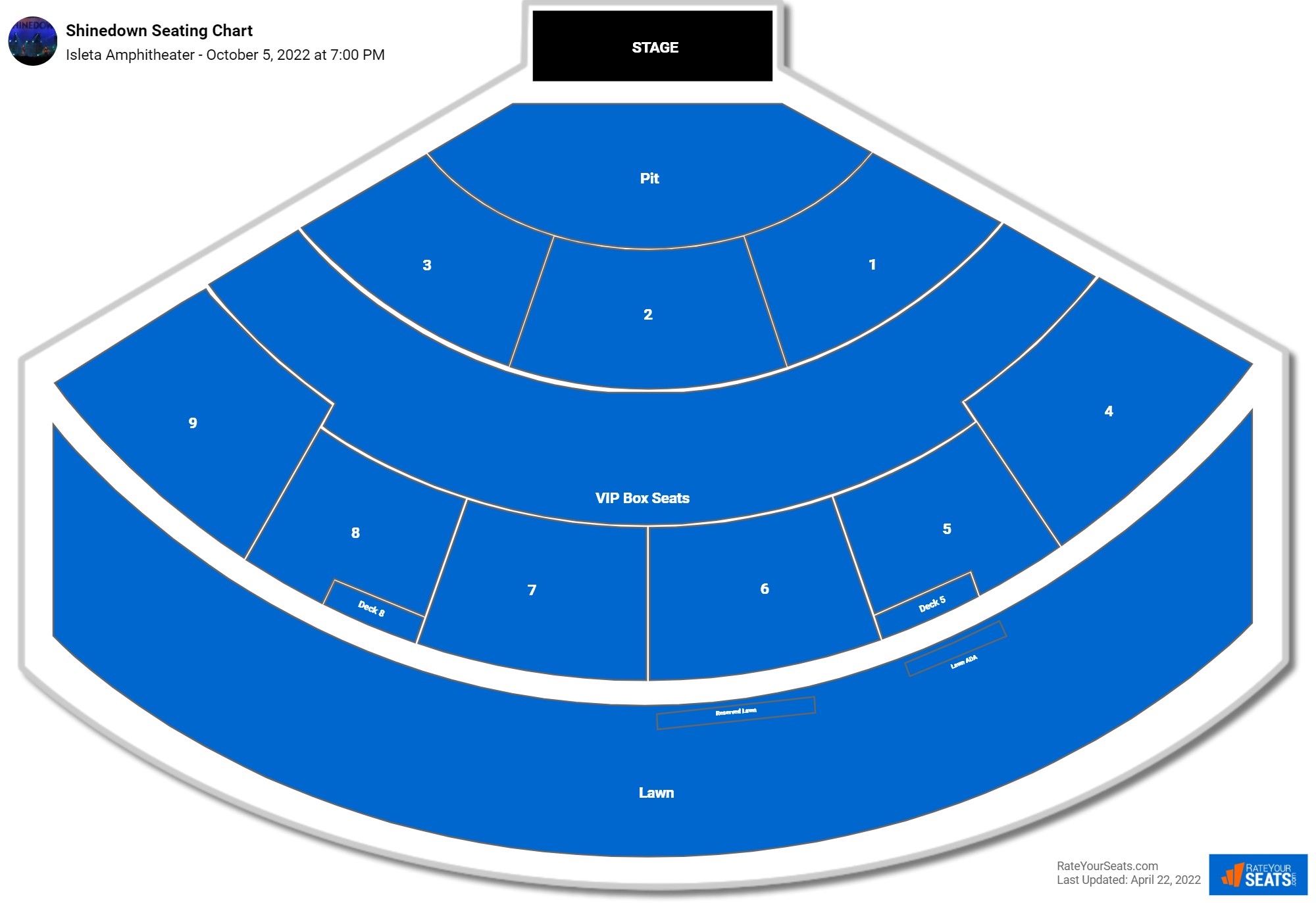 Shinedown seating chart Isleta Amphitheater