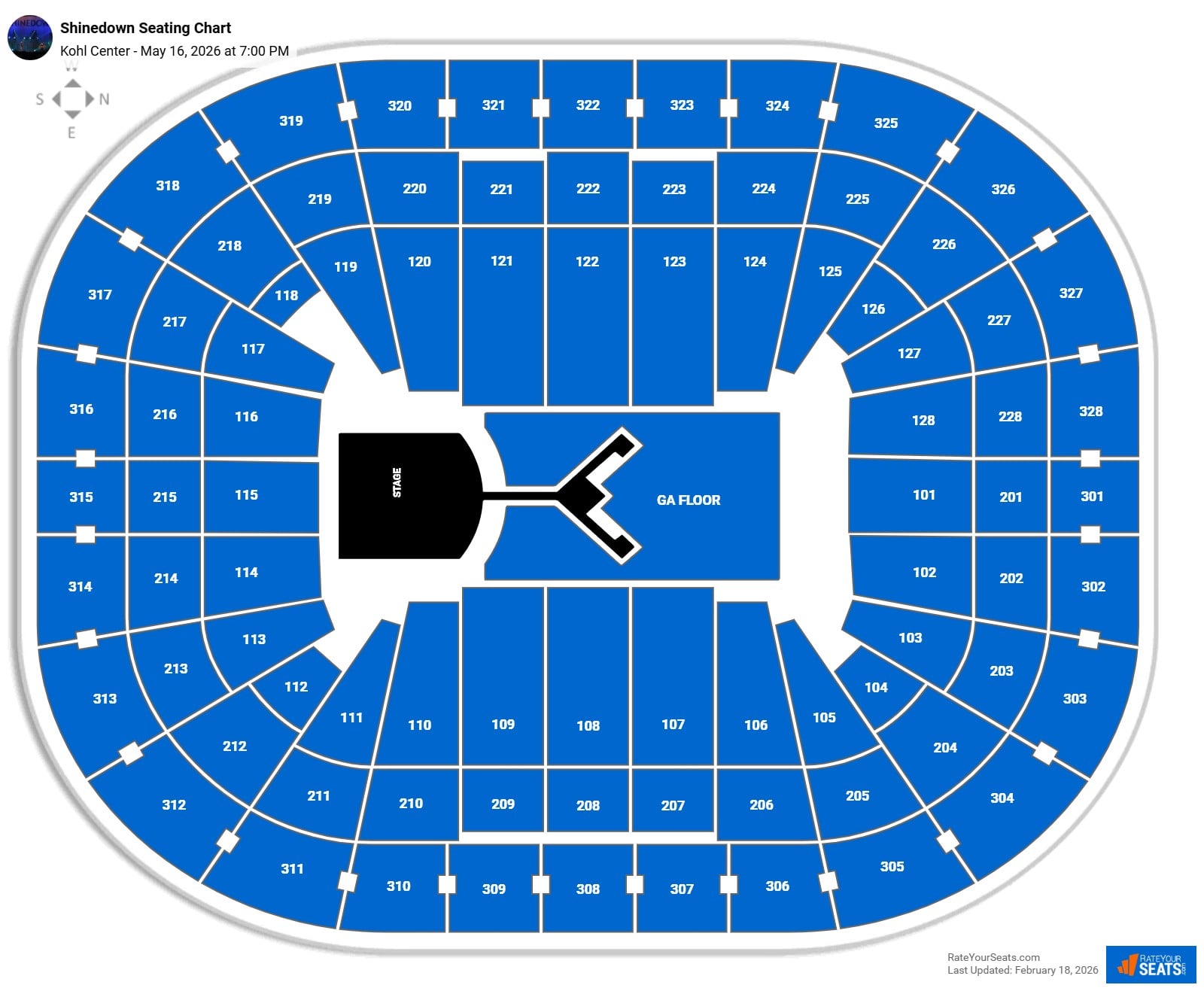 Shinedown seating chart Kohl Center