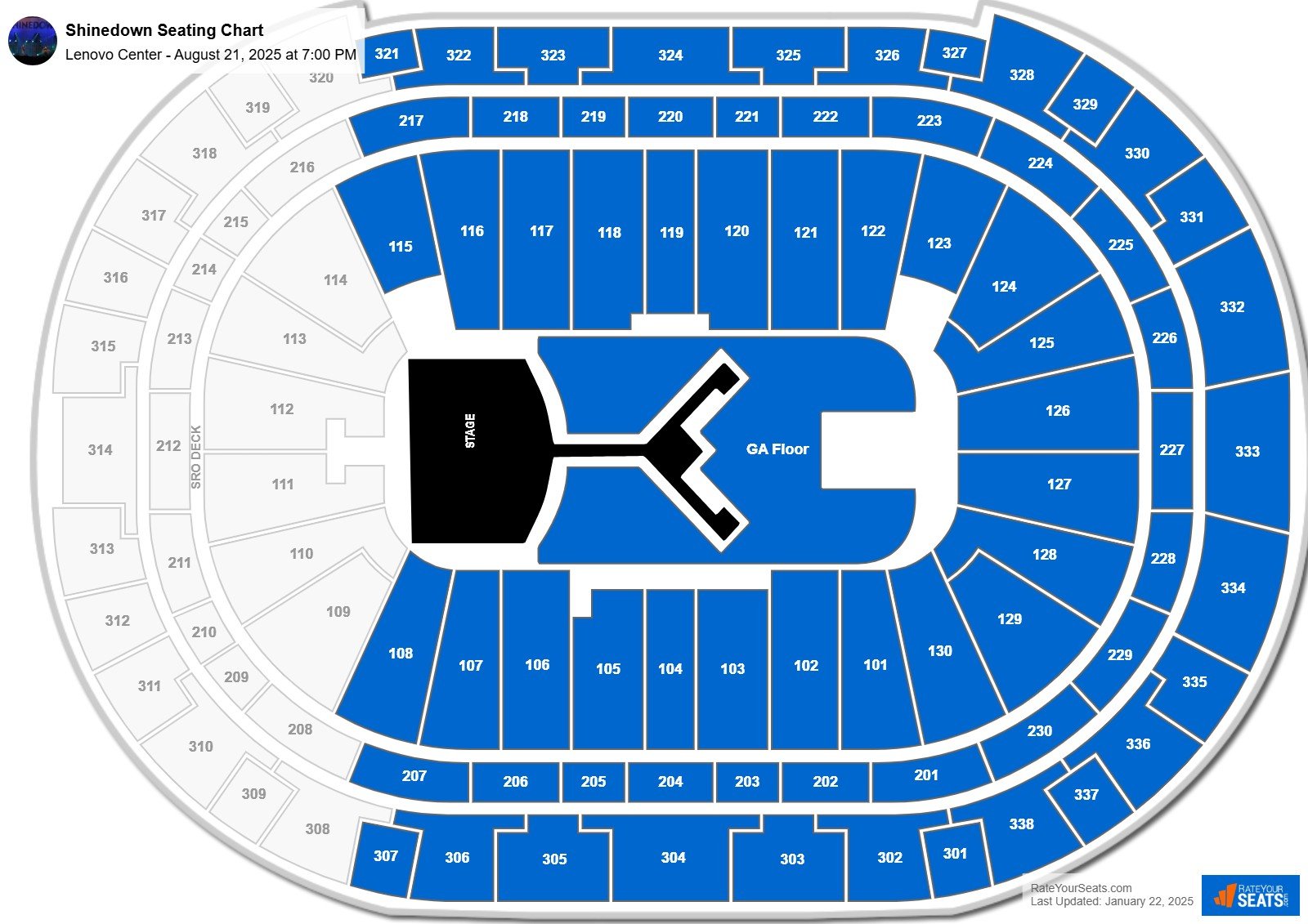 Shinedown seating chart Lenovo Center