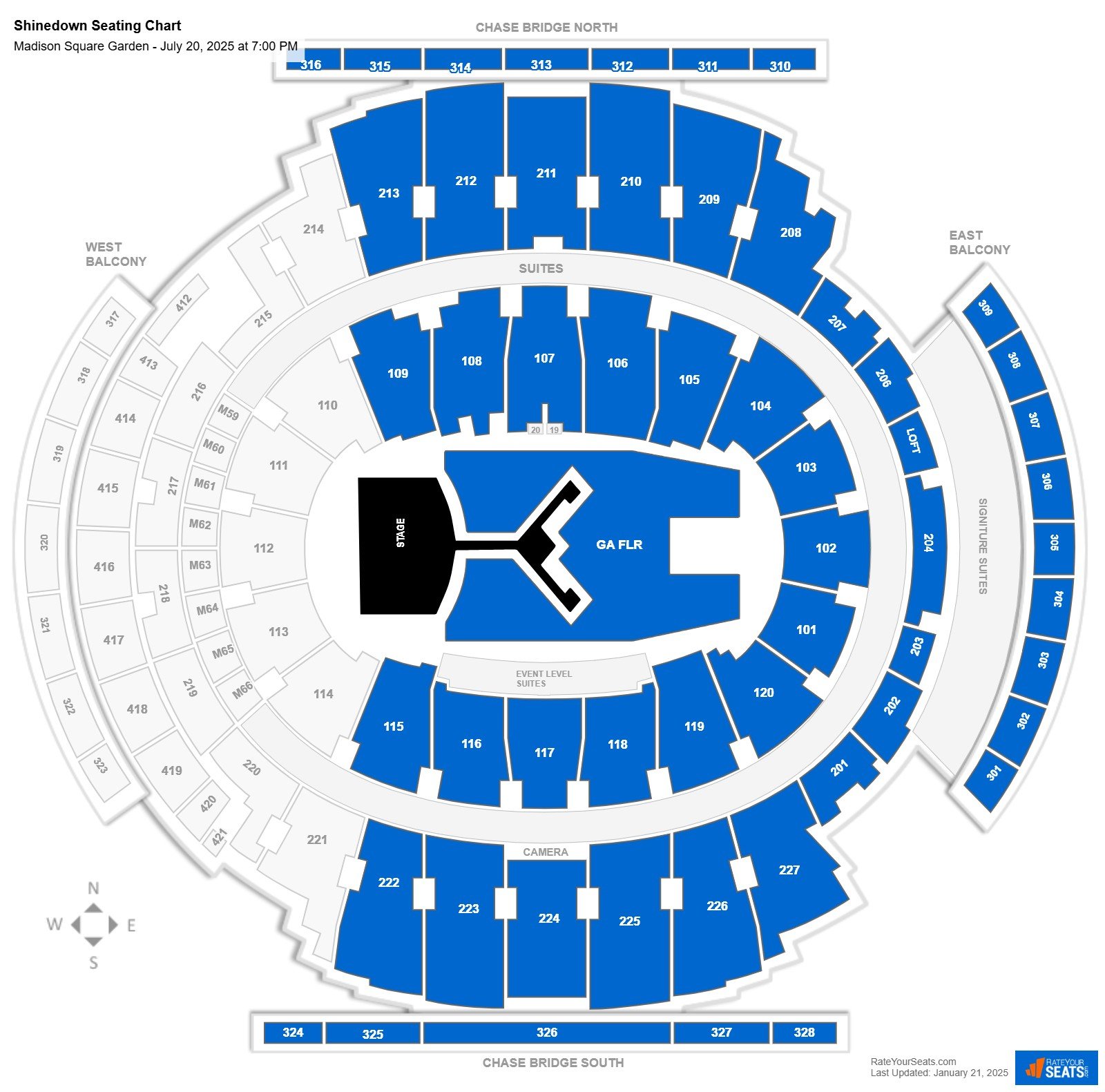 Shinedown seating chart Madison Square Garden