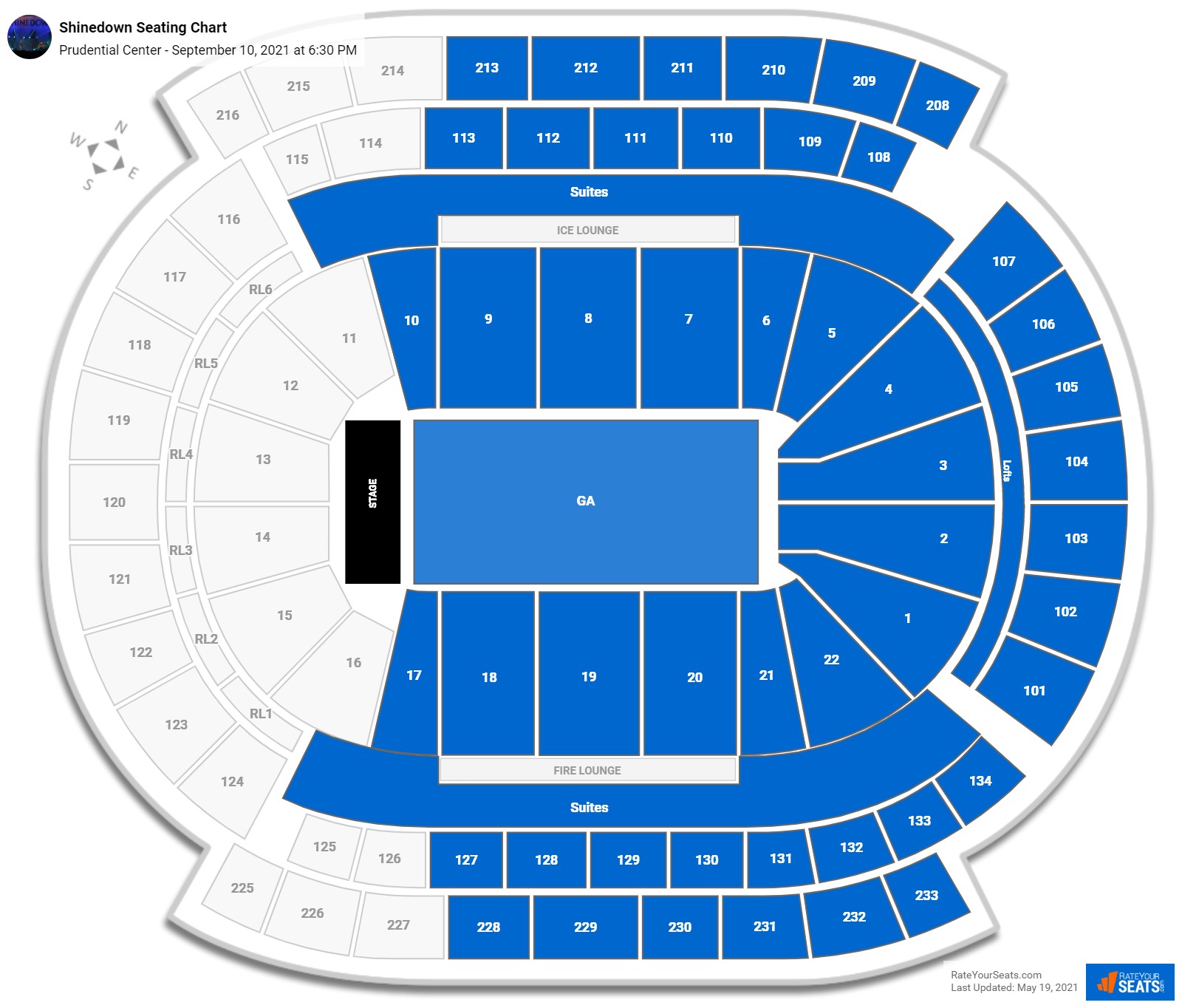 Shinedown seating chart Prudential Center