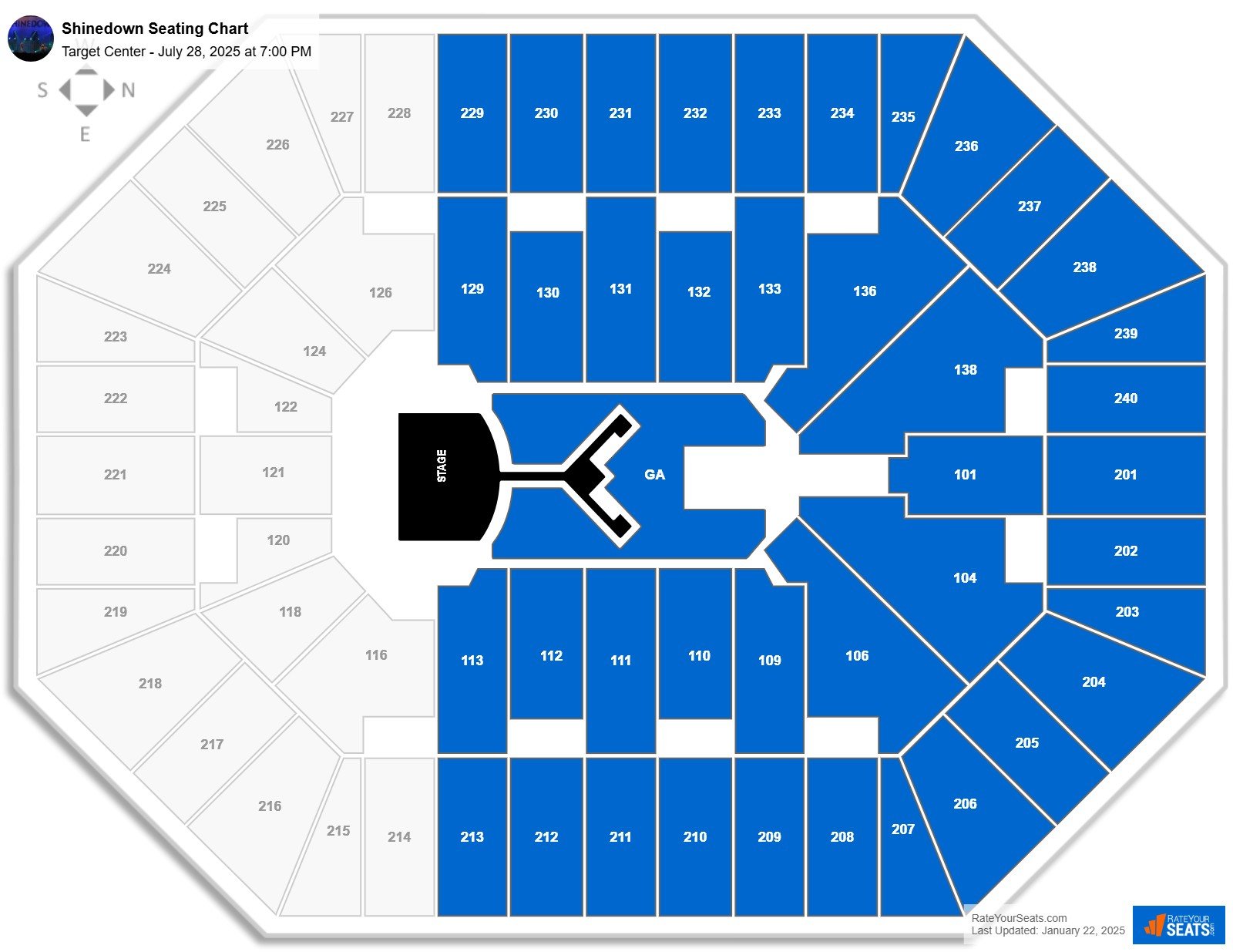 Shinedown seating chart Target Center