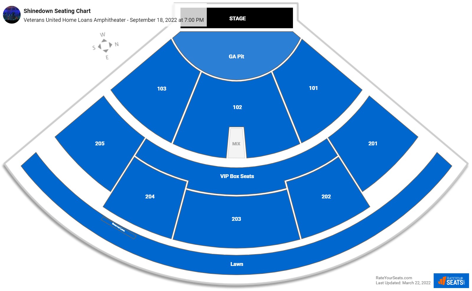 Shinedown seating chart Veterans United Home Loans Amphitheater