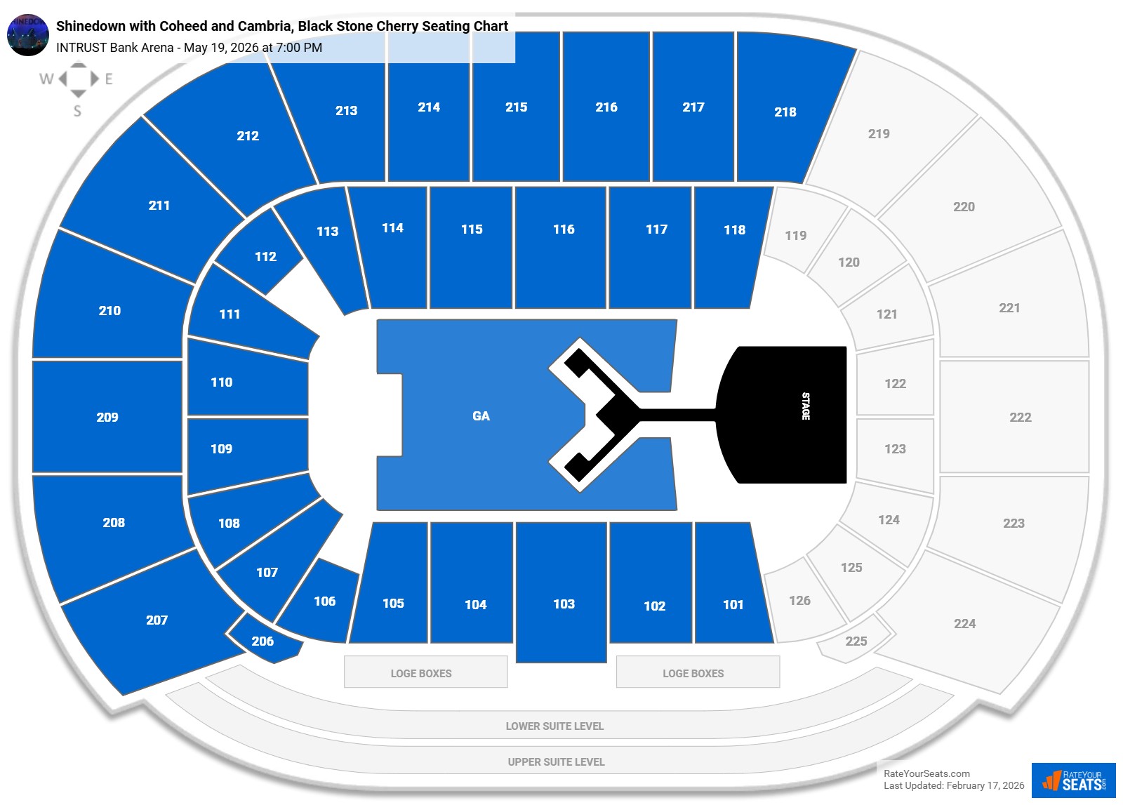 Shinedown with Coheed and Cambria, Black Stone Cherry seating chart INTRUST Bank Arena