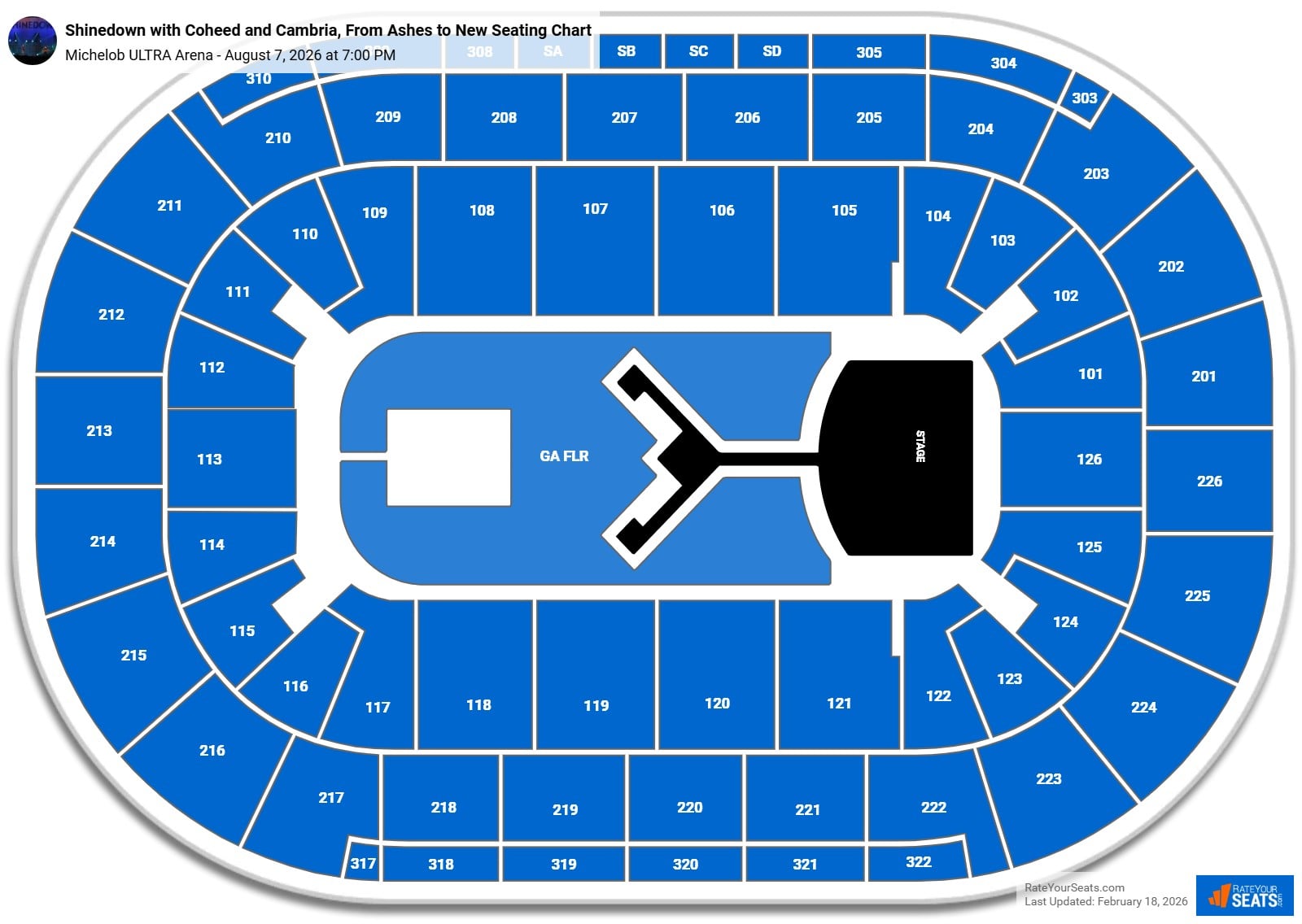 Shinedown with Coheed and Cambria, From Ashes to New seating chart Michelob ULTRA Arena