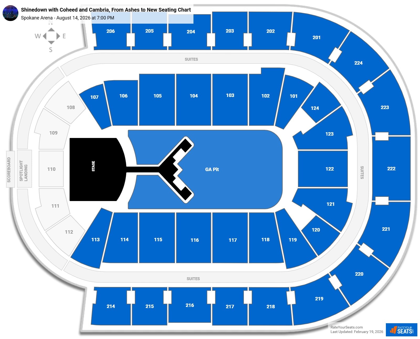 Shinedown with Coheed and Cambria, From Ashes to New seating chart Spokane Arena