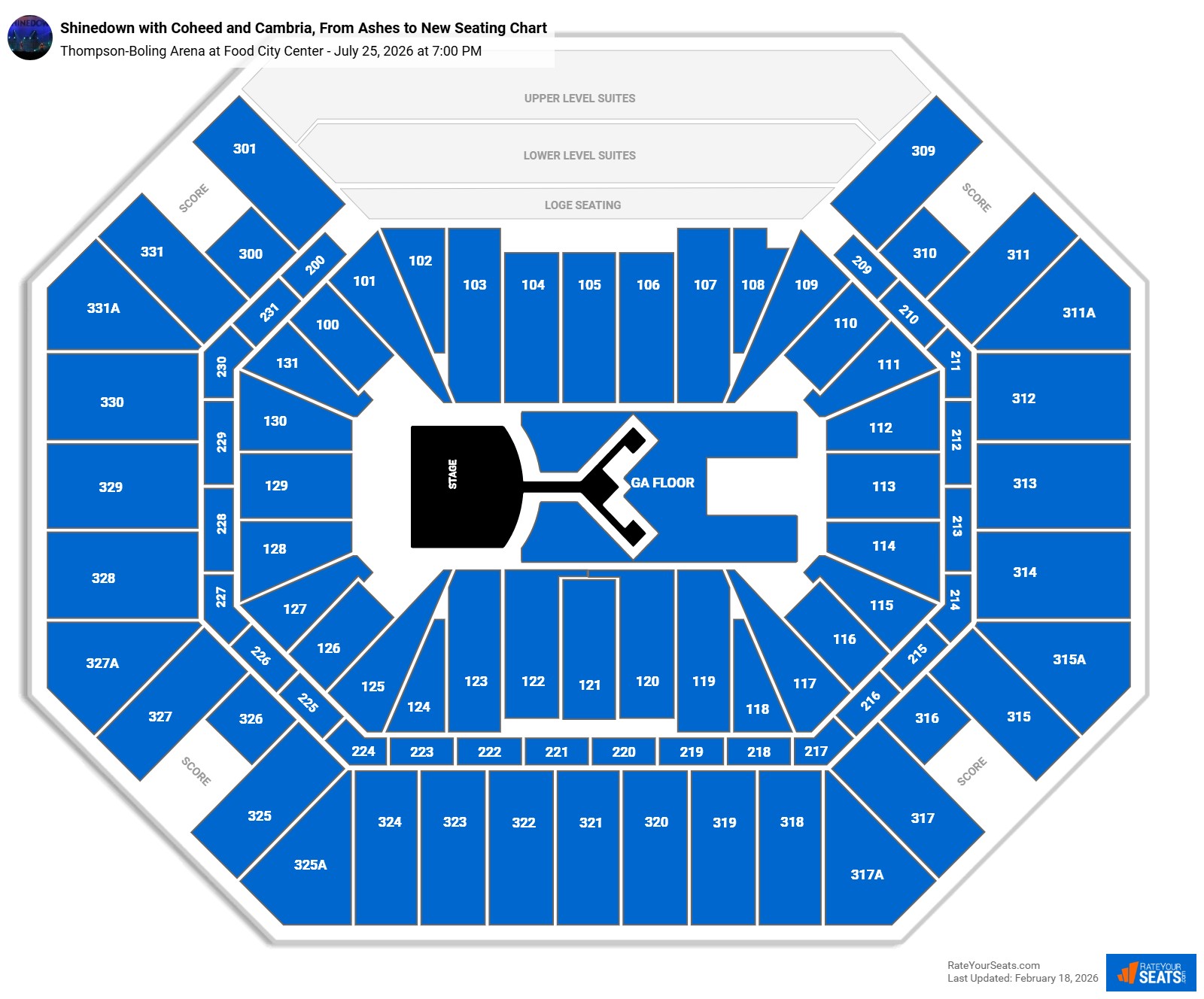 Shinedown with Coheed and Cambria, From Ashes to New seating chart Thompson-Boling Arena at Food City Center