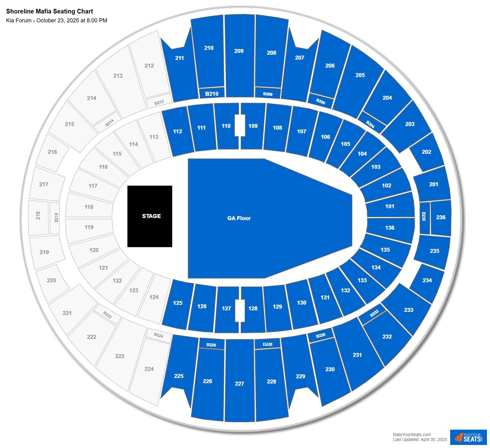Shoreline Mafia seating chart Kia Forum