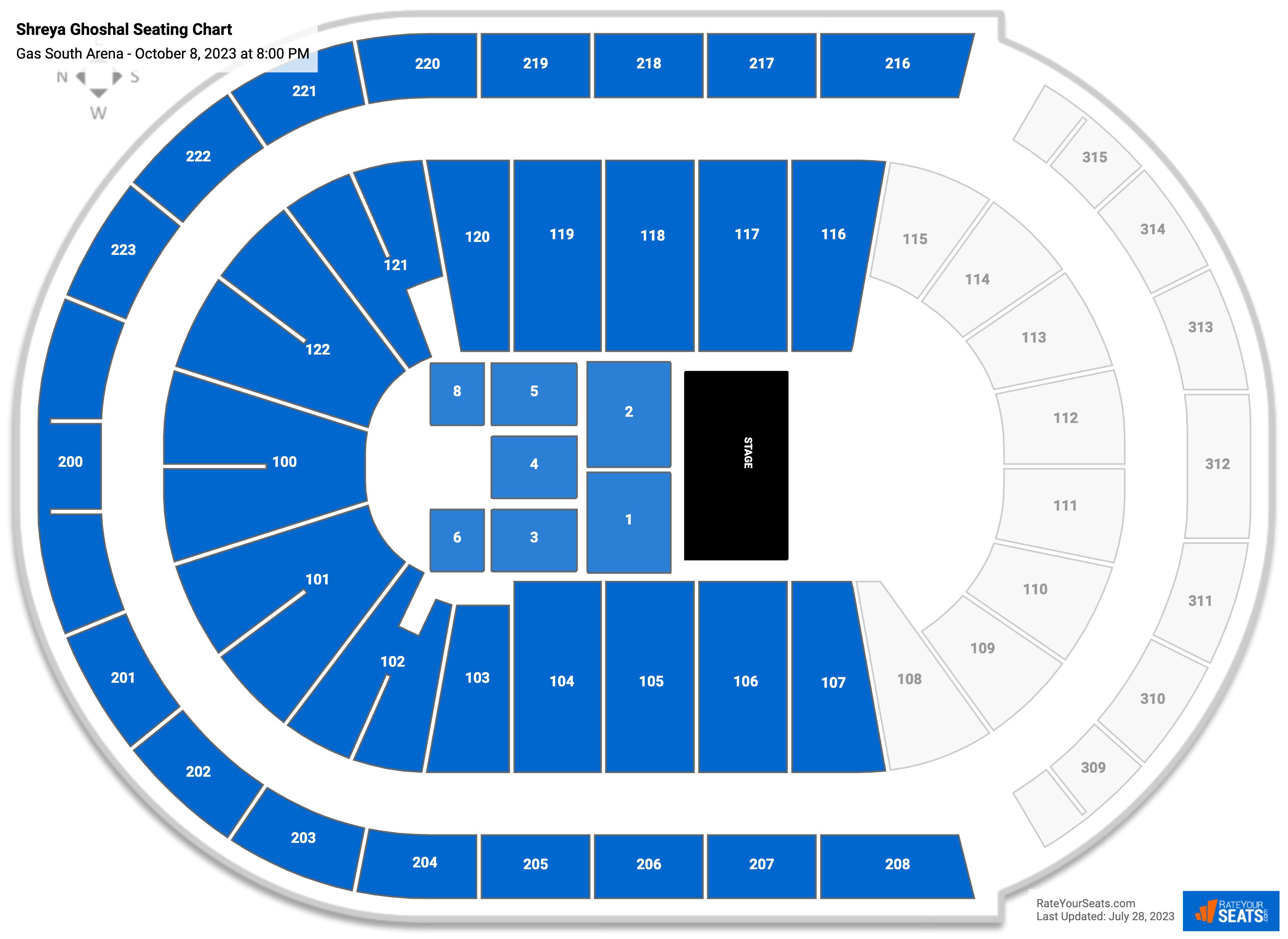 Shreya Ghoshal seating chart Gas South Arena