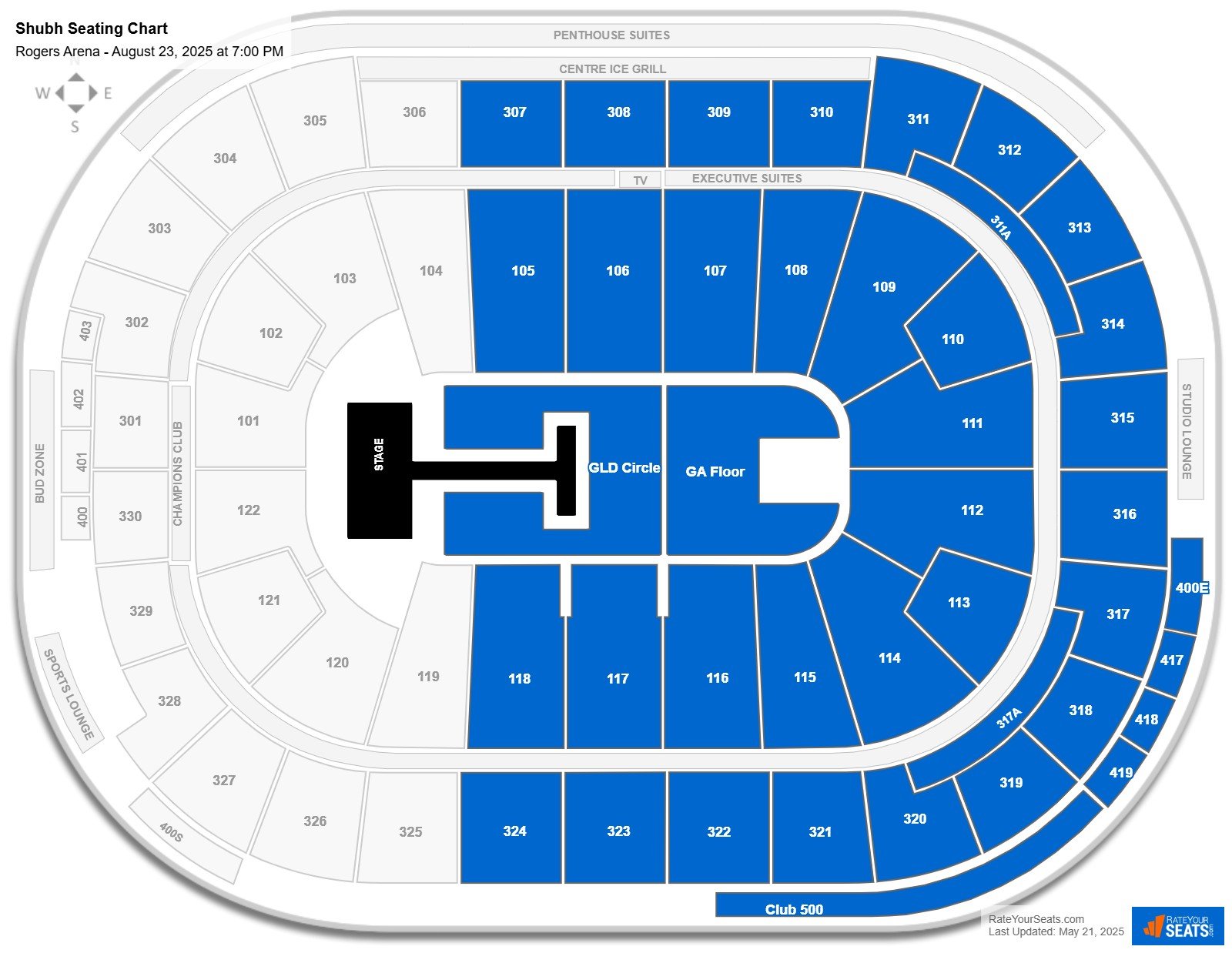 Shubh seating chart Rogers Arena