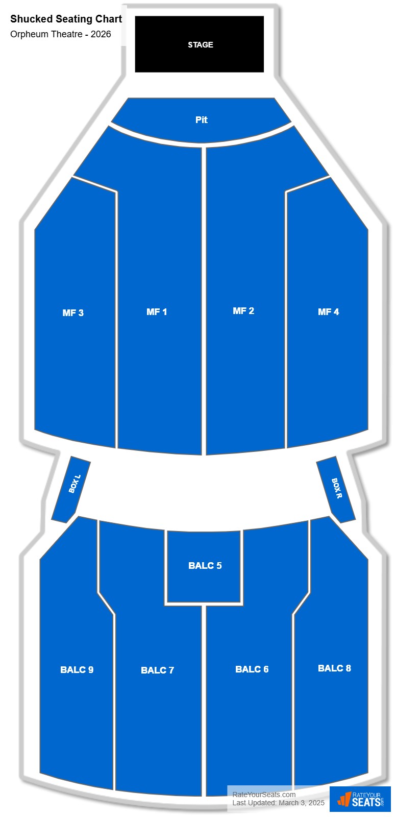 Shucked seating chart Orpheum Theatre (Minneapolis)