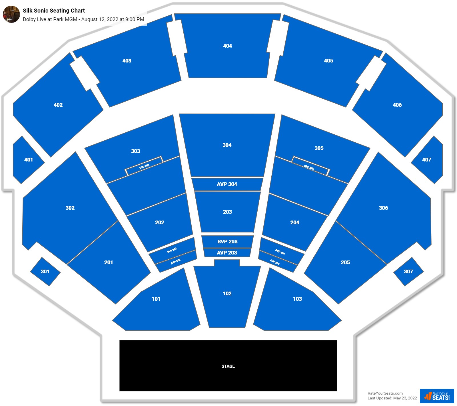 Silk Sonic seating chart Dolby Live at Park MGM