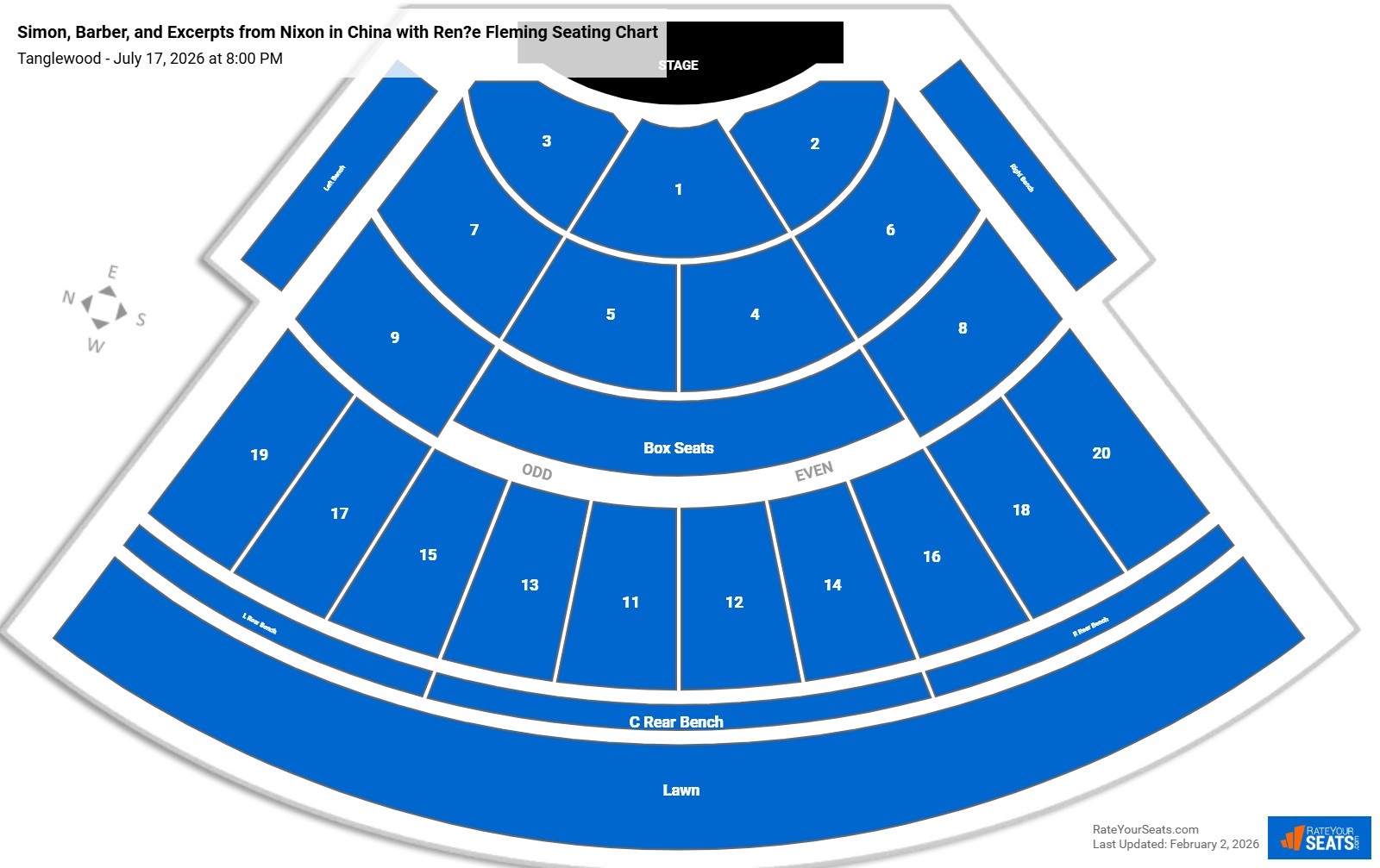 Simon, Barber, and Excerpts from Nixon in China with Ren?e Fleming seating chart Tanglewood