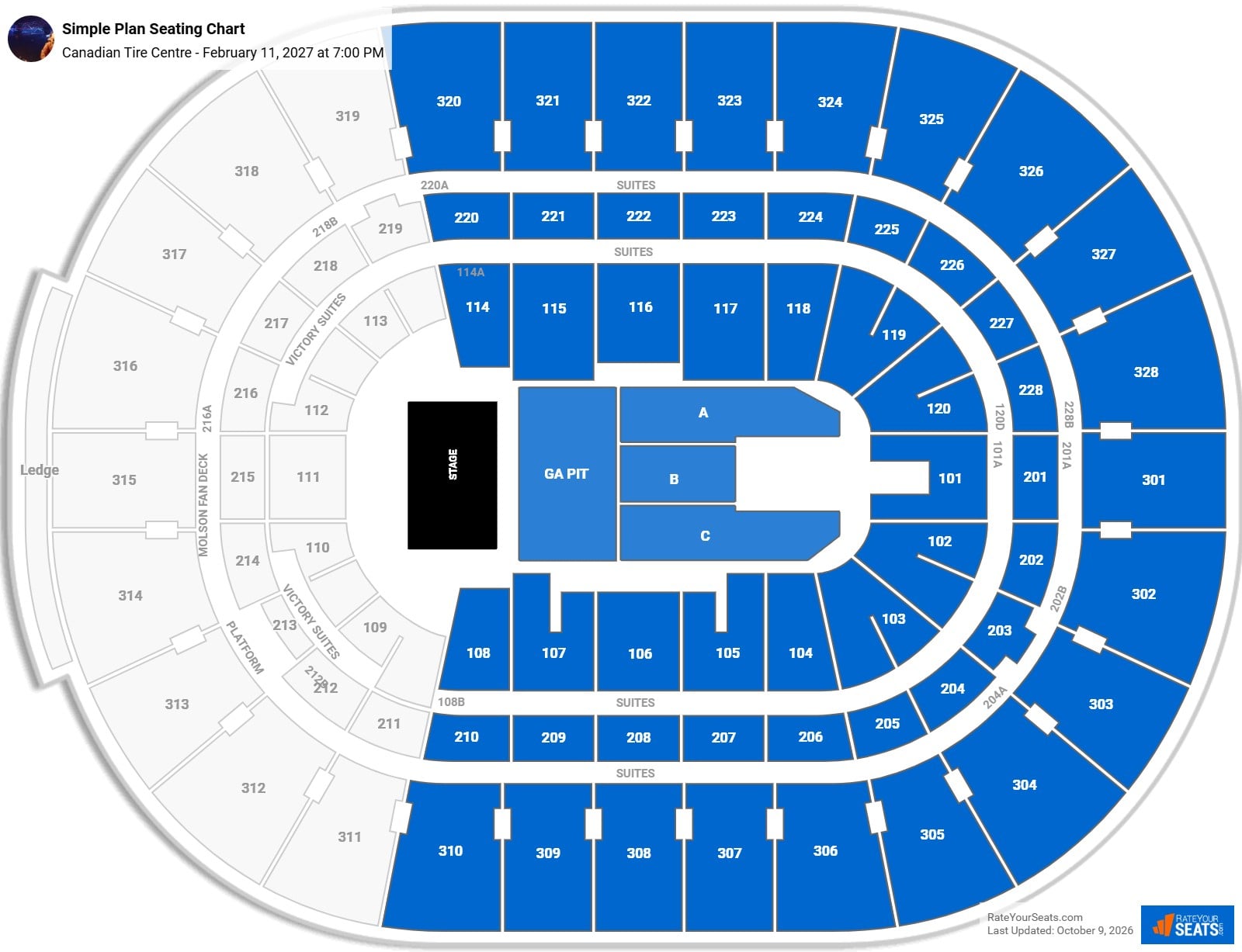 Simple Plan Seating Chart at Canadian Tire Centre