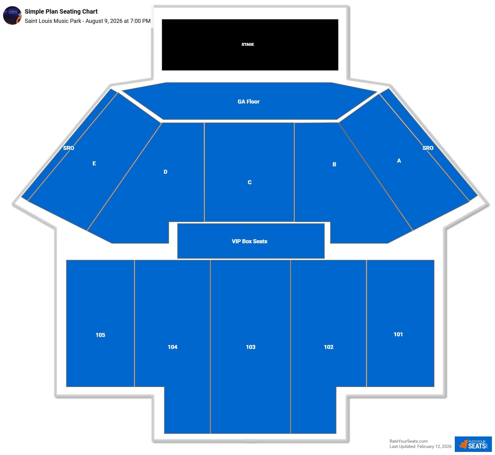Simple Plan seating chart Saint Louis Music Park