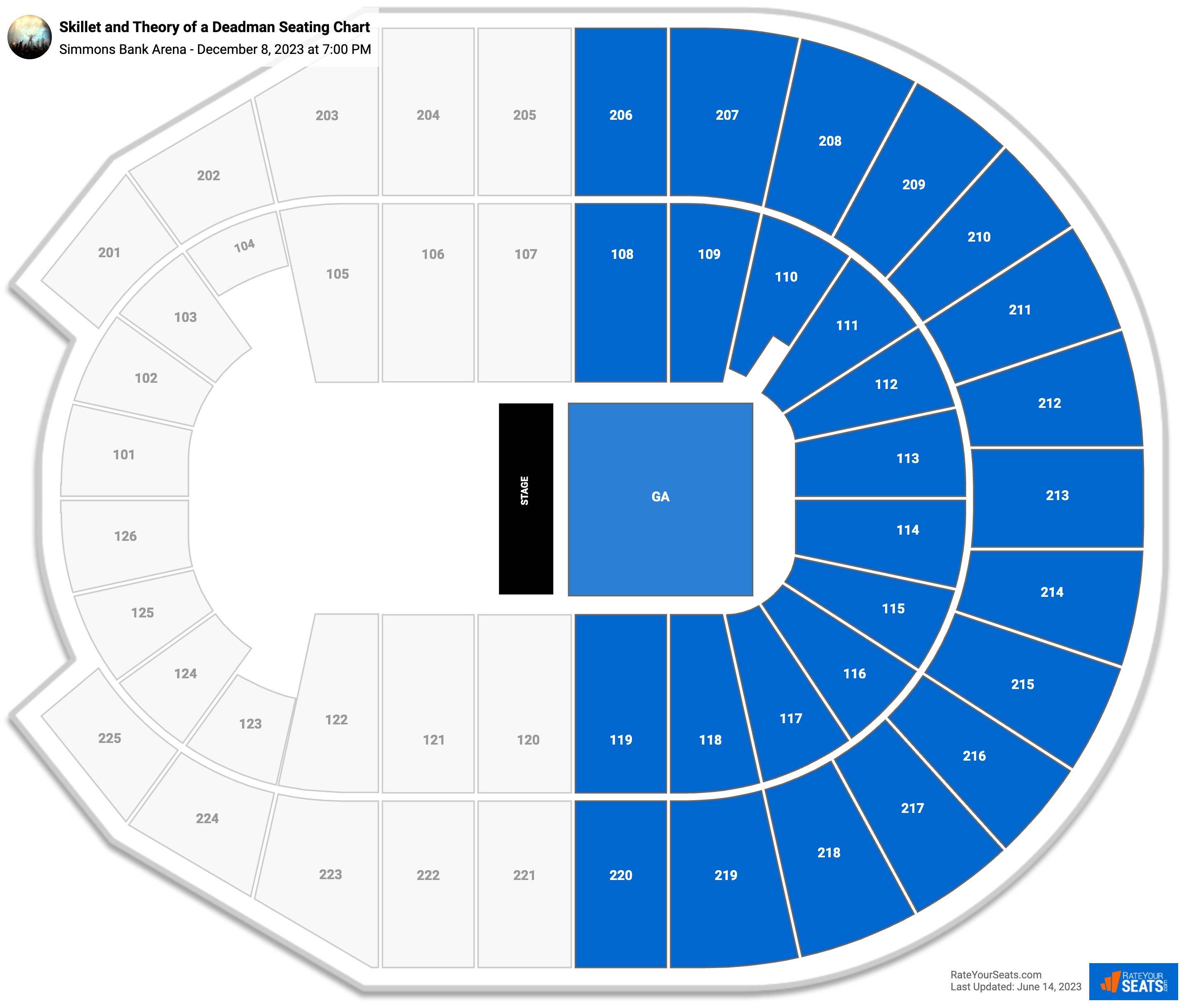Skillet and Theory of a Deadman seating chart Simmons Bank Arena