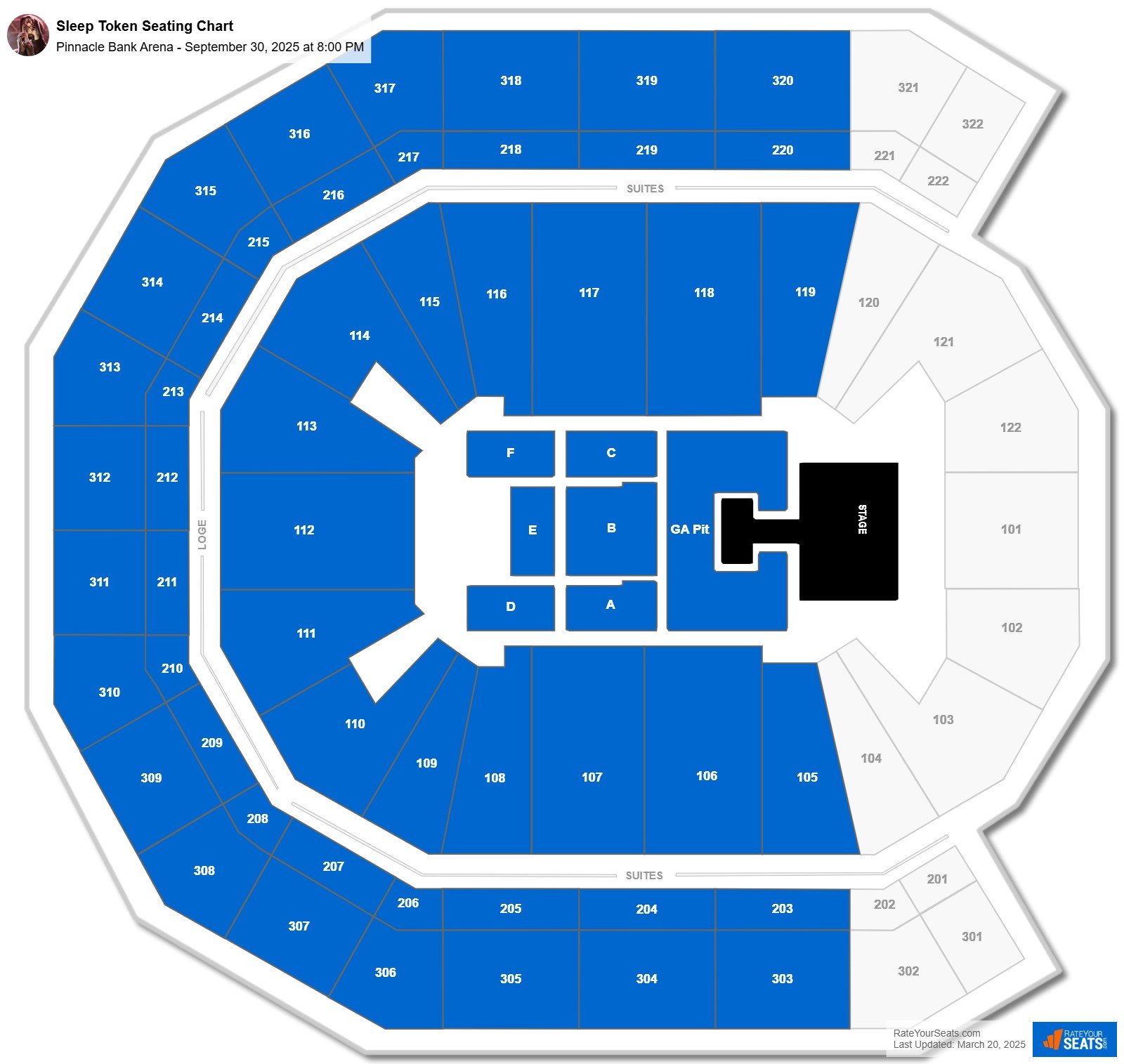 Sleep Token seating chart Pinnacle Bank Arena