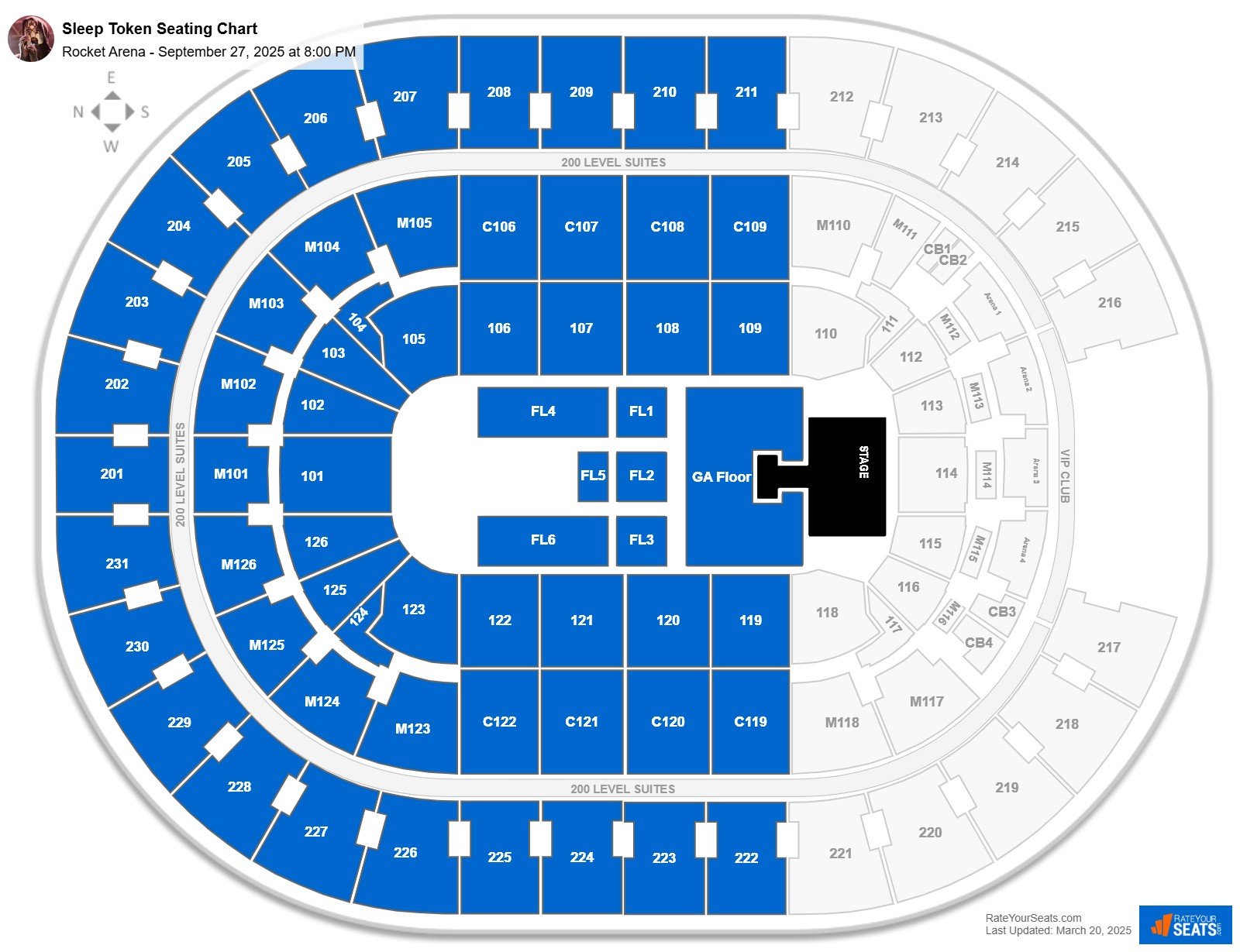 Sleep Token seating chart Rocket Arena