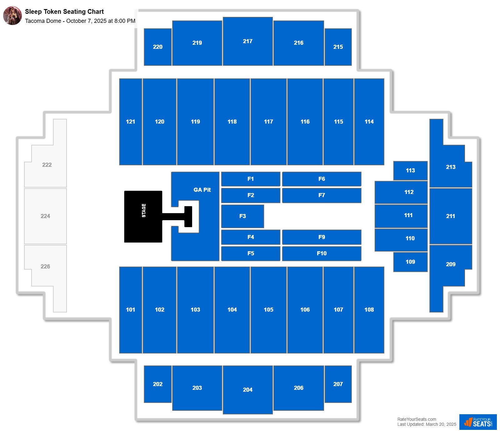 Sleep Token seating chart Tacoma Dome