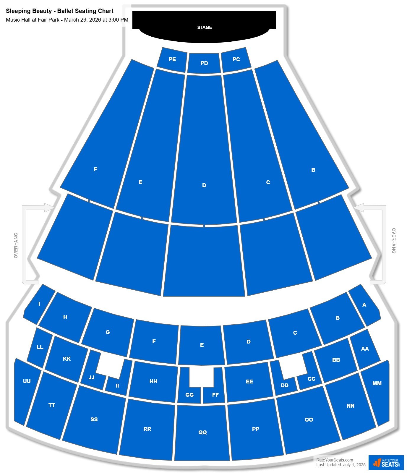 Sleeping Beauty - Ballet seating chart Music Hall at Fair Park
