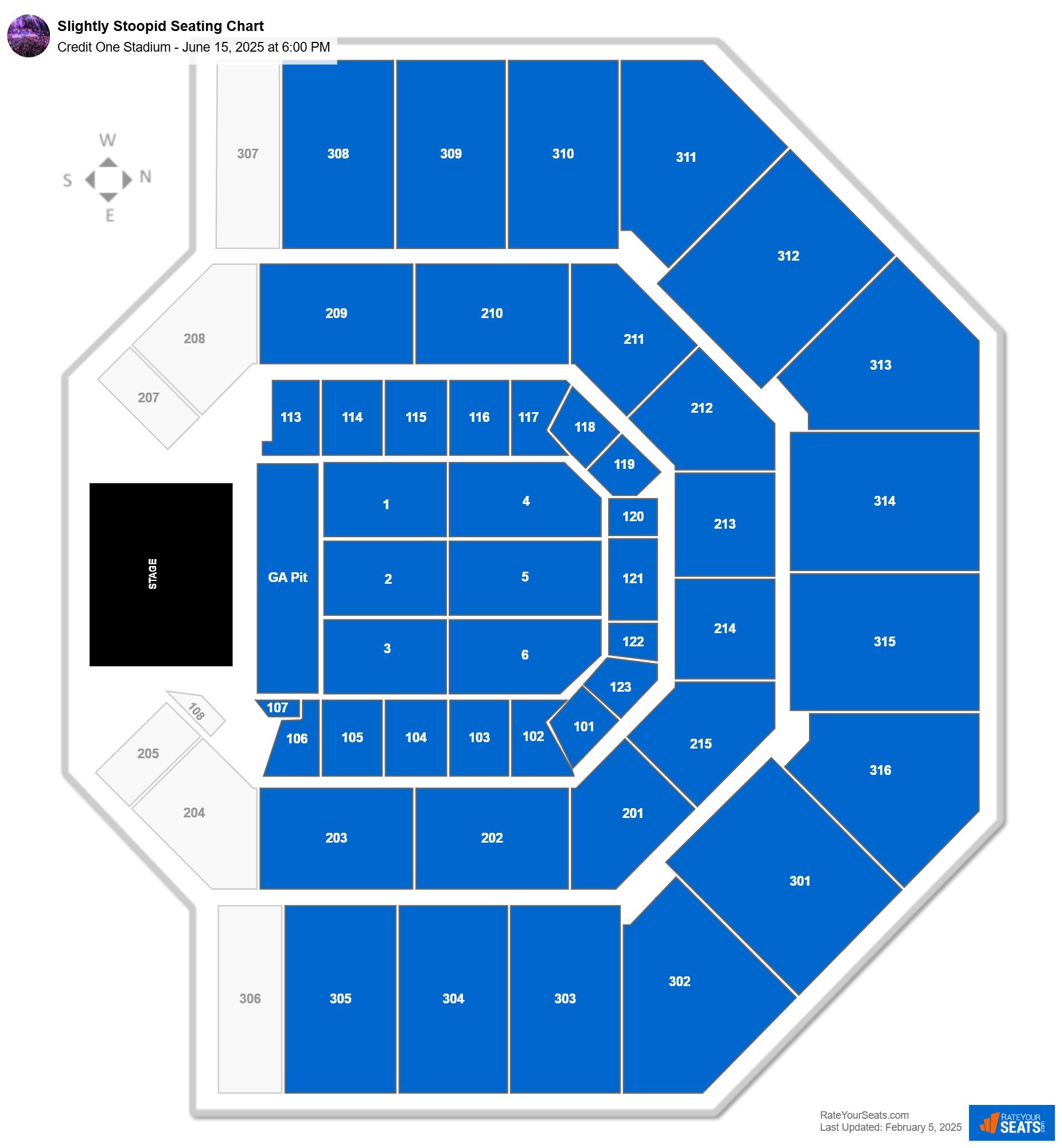 Slightly Stoopid seating chart Credit One Stadium