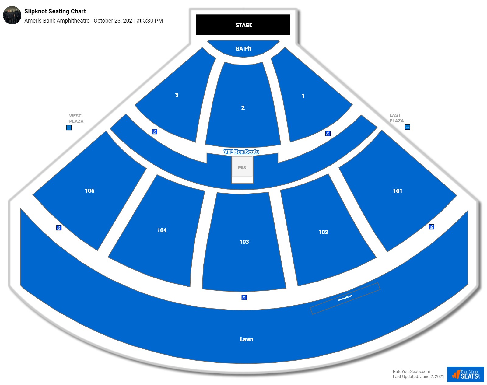 Slipknot seating chart Ameris Bank Amphitheatre