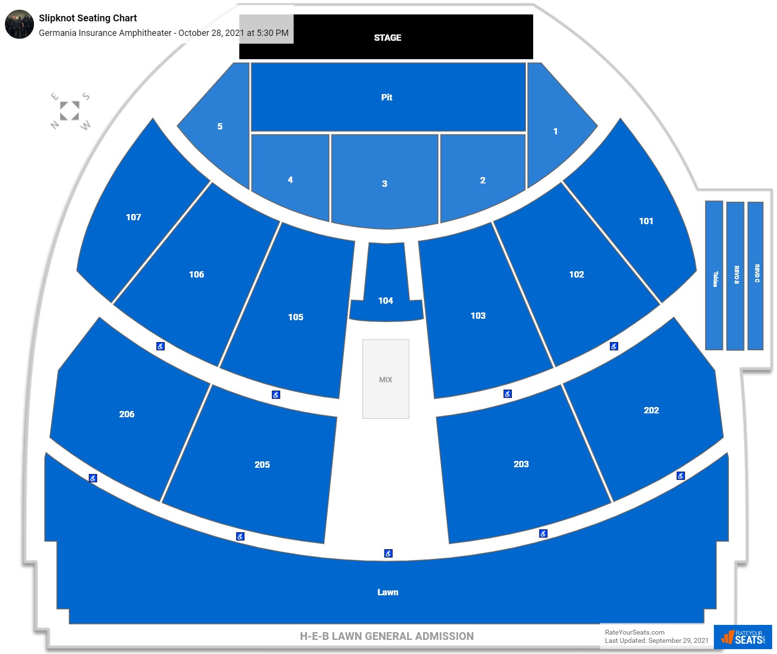 Slipknot seating chart Germania Insurance Amphitheater