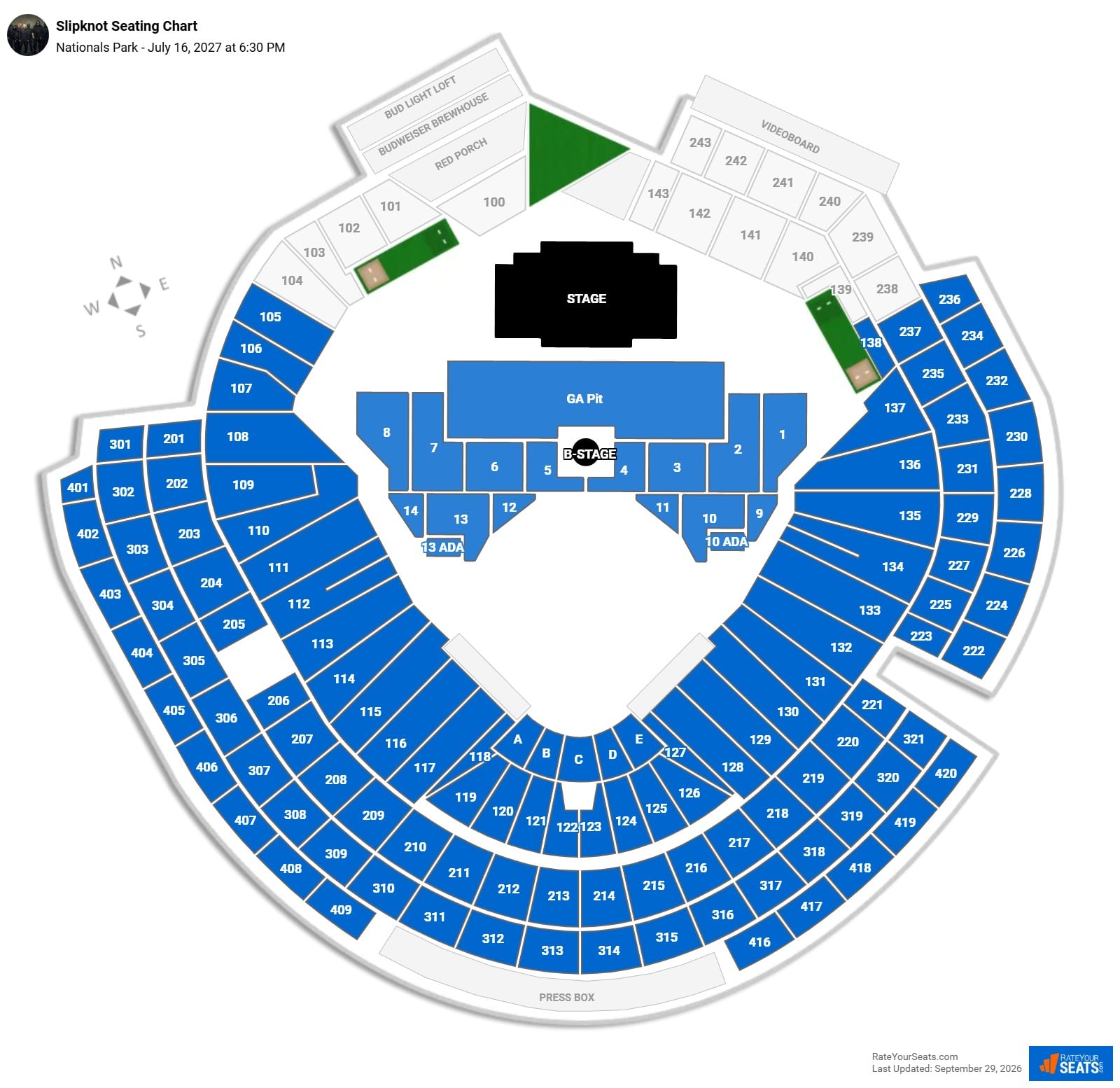 Slipknot Seating Chart at Nationals Park