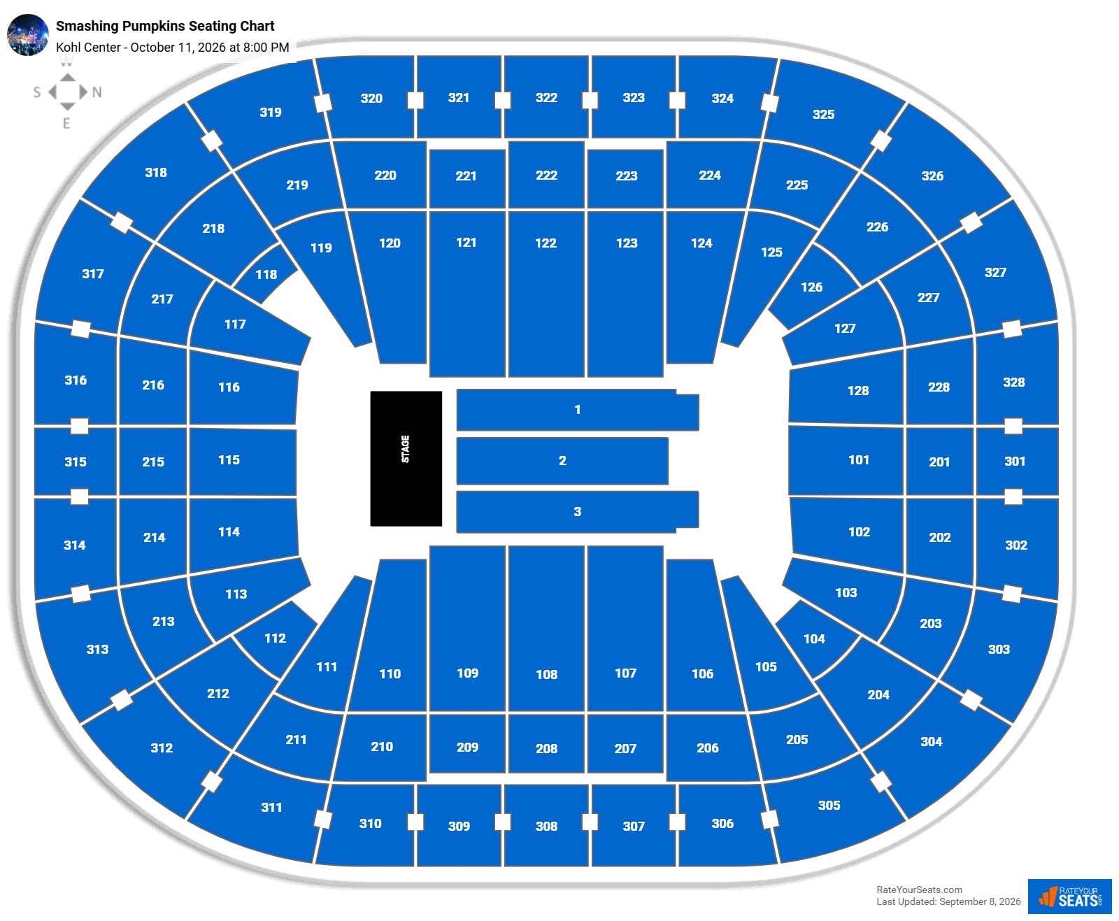Smashing Pumpkins Seating Chart at Kohl Center