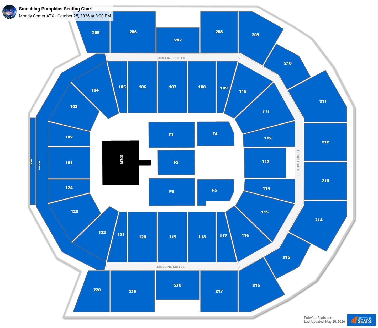 Smashing Pumpkins Seating Chart at Moody Center ATX